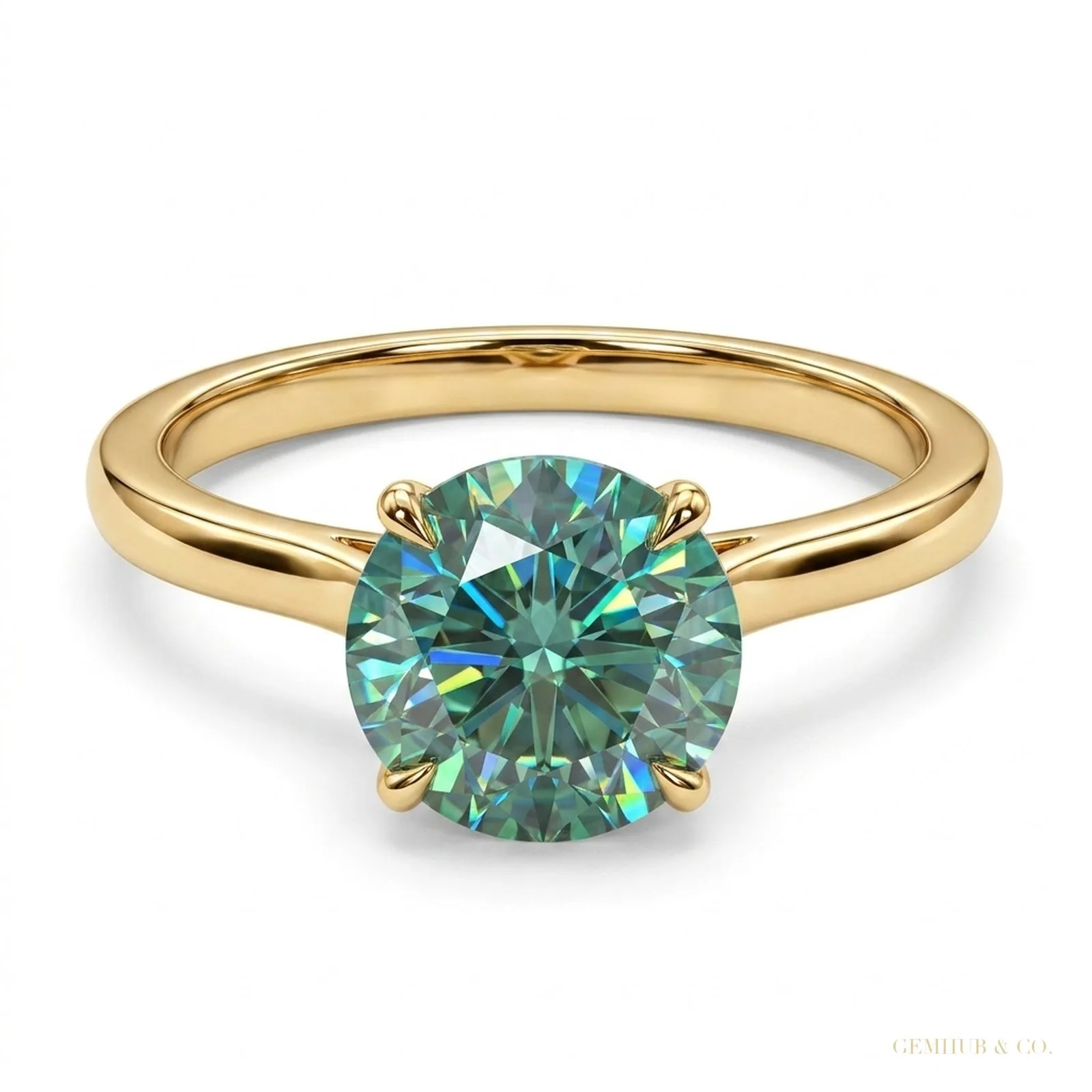 2.55 ct DEW Certified Blue Moissanite Ring – Birthday Gift for Her – 18K Gold Vermeil