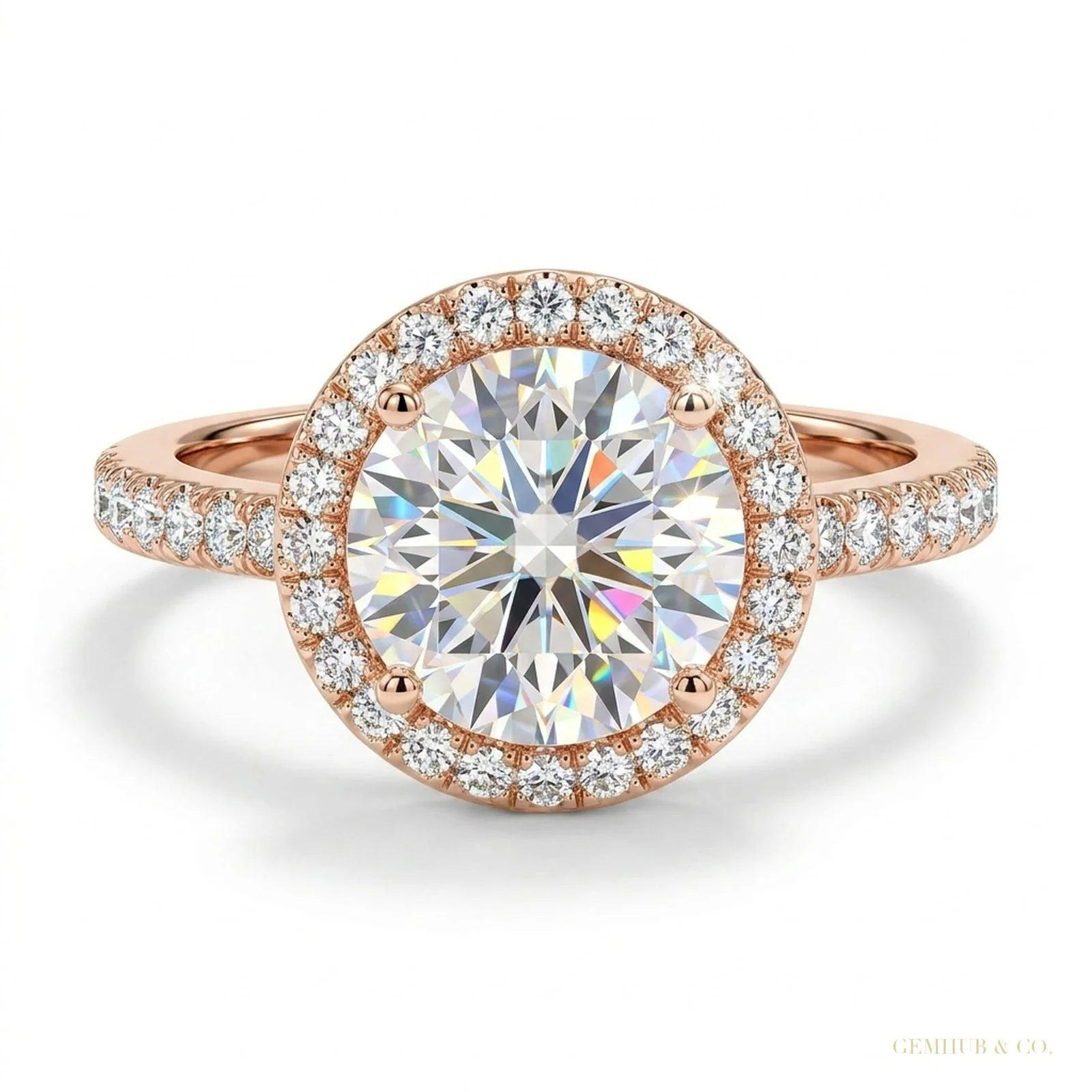 2.55 ct DEW Certified Round Cut F VS1 CVD White Moissanite Ring – 18K Gold Vermeil