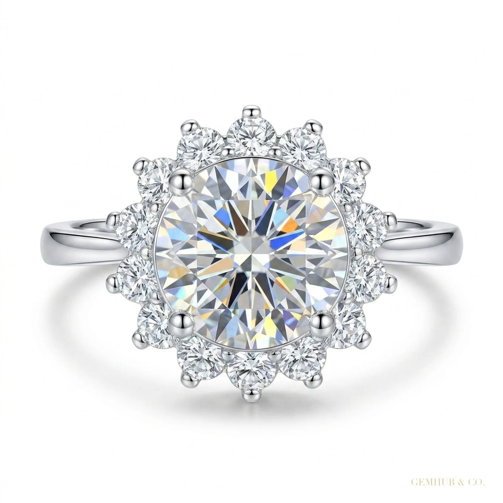 2.55 ct DEW Off White Round Cut Certified Moissanite Solitaire Ring – 18K Gold Vermeil