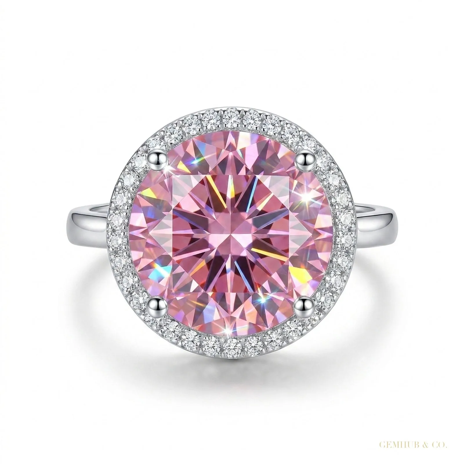 2.60 ct DEW Pink Moissanite Ring Designer Gift for Women Anniversary – 18K Gold Vermeil
