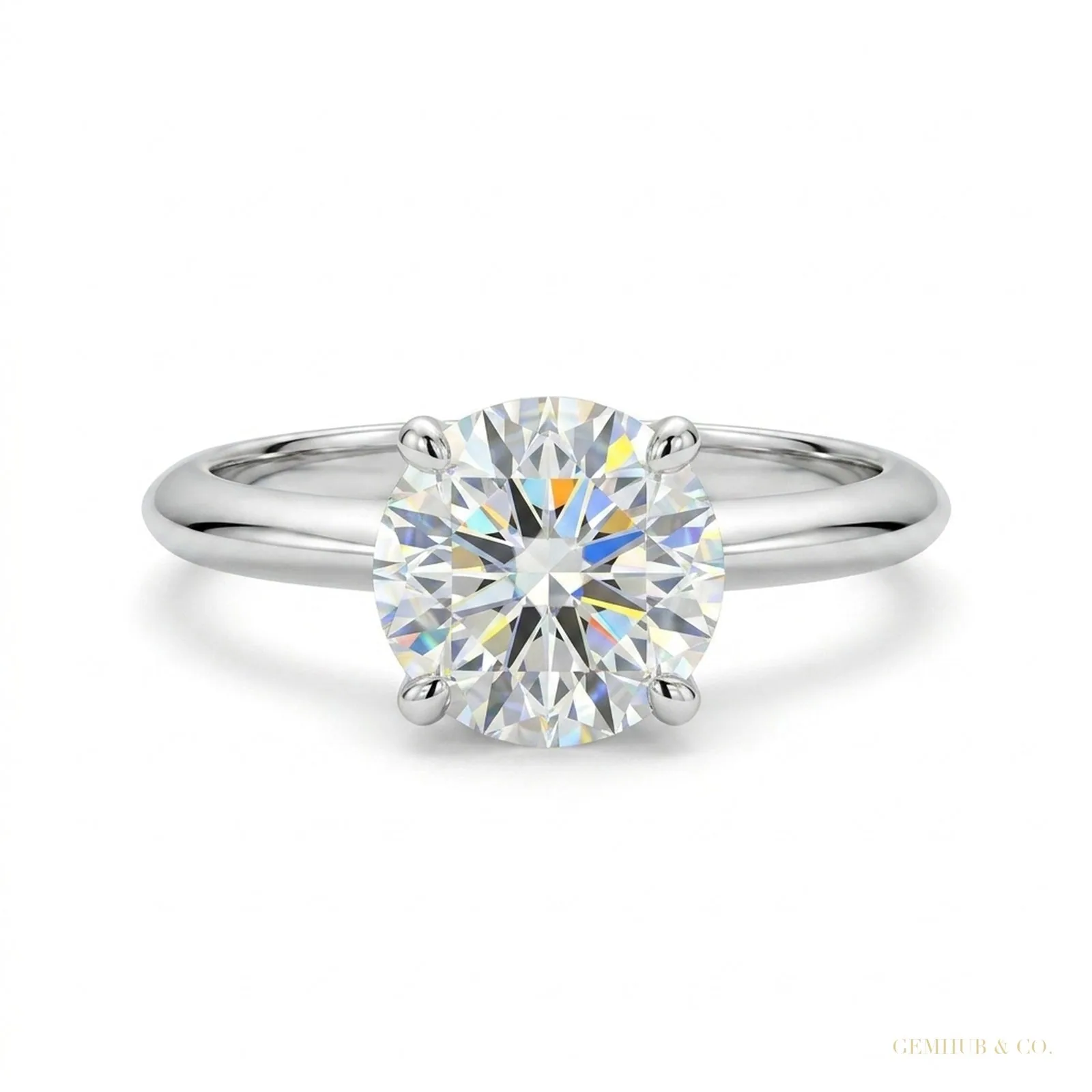 2.65 ct DEW Off White Treated Moissanite Solitaire Ring – Amazing Gem – 18K Gold Vermeil