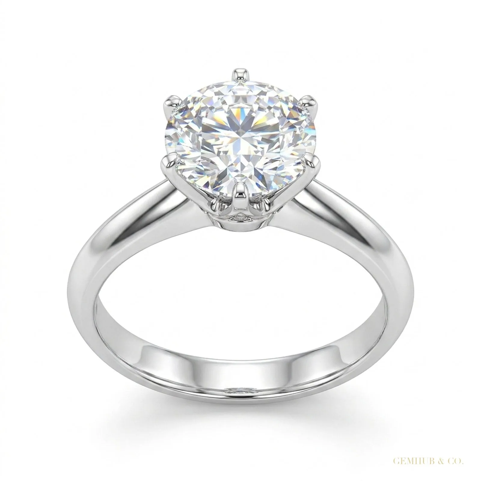 2.70 ct DEW Round Cut White Treated Moissanite Solitaire Ring in Cert – 18K Gold Vermeil