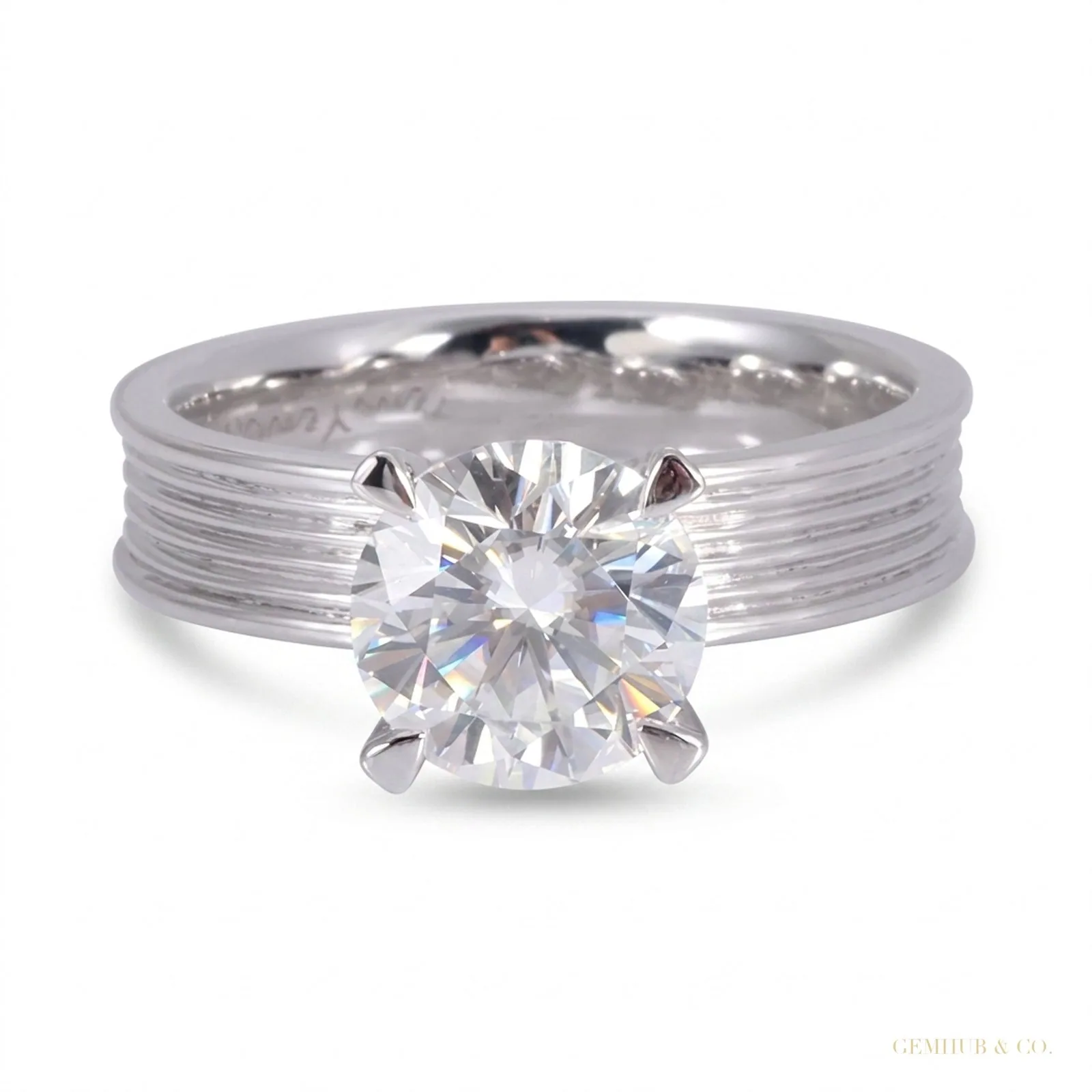 2.80 ct DEW Certified Round White Moissanite Ring – Gift for Anniversary – 18K Gold Vermeil