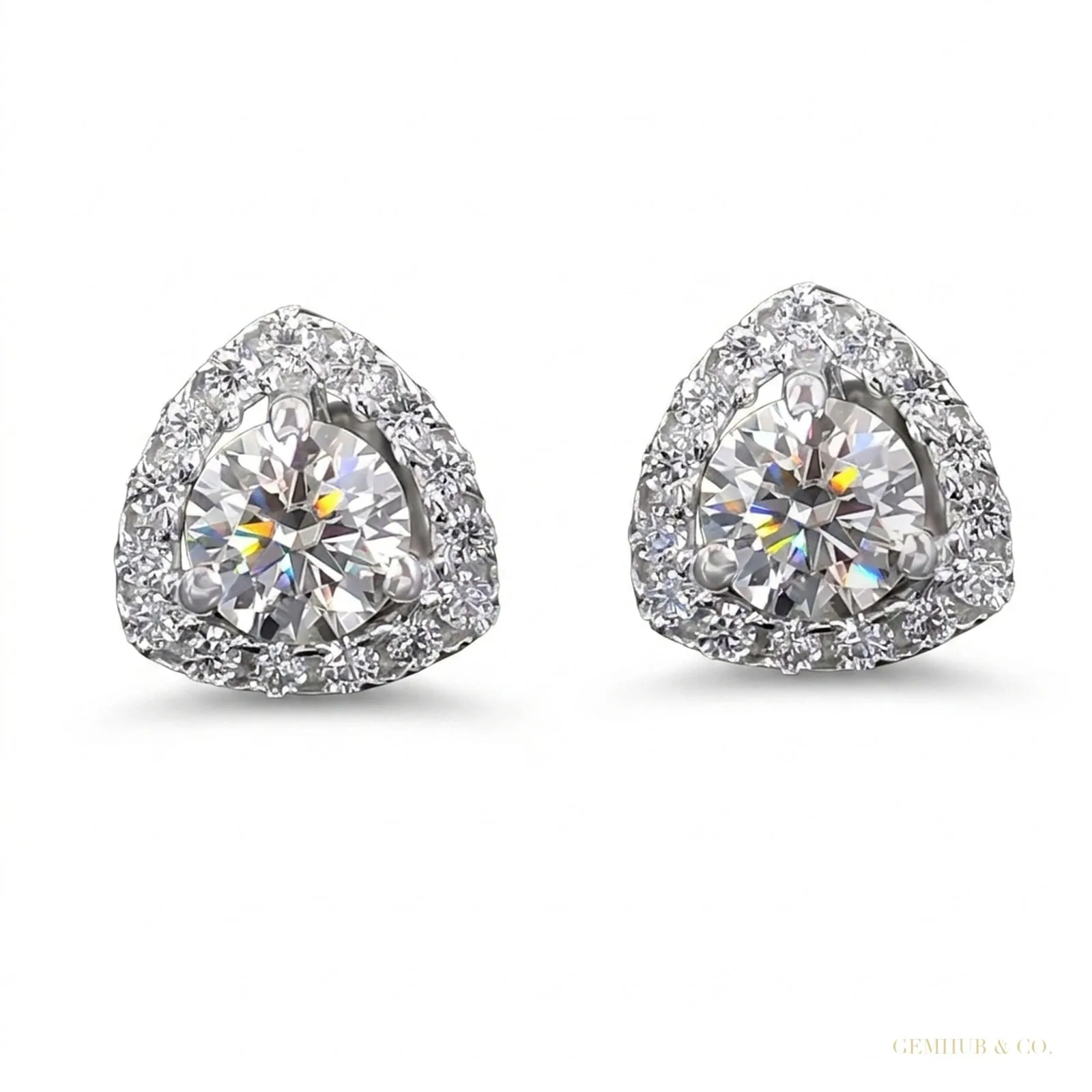 2.80 ct DEW Certified Treated White Moissanite Solitaire Studs Great Shine – 18K Gold Vermeil
