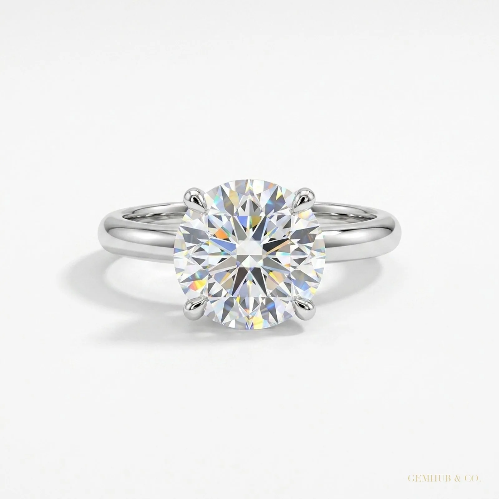 2.85 ct DEW Certified White Moissanite Solitaire Ring – Gift for Wife – 18K Gold Vermeil