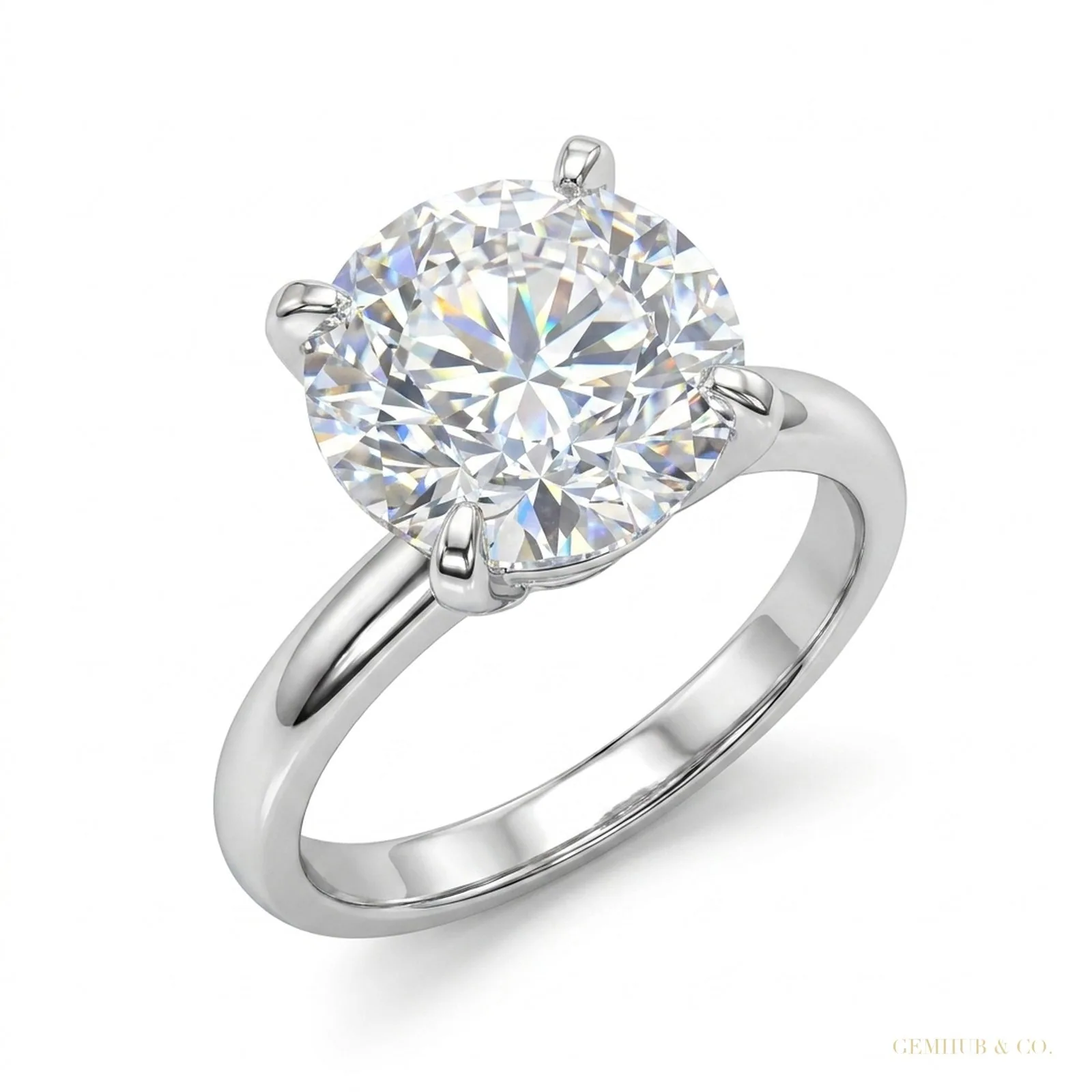 2.90 ct DEW Certified Round Cut F VS1 White Moissanite Ring In For Love 18K Gold Plated