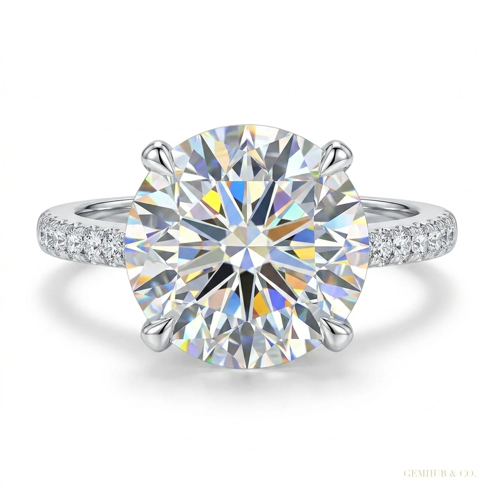 2.90 ct DEW Cushion Cut White Moissanite Ring – Birthday Gift for Her – 18K Gold Vermeil