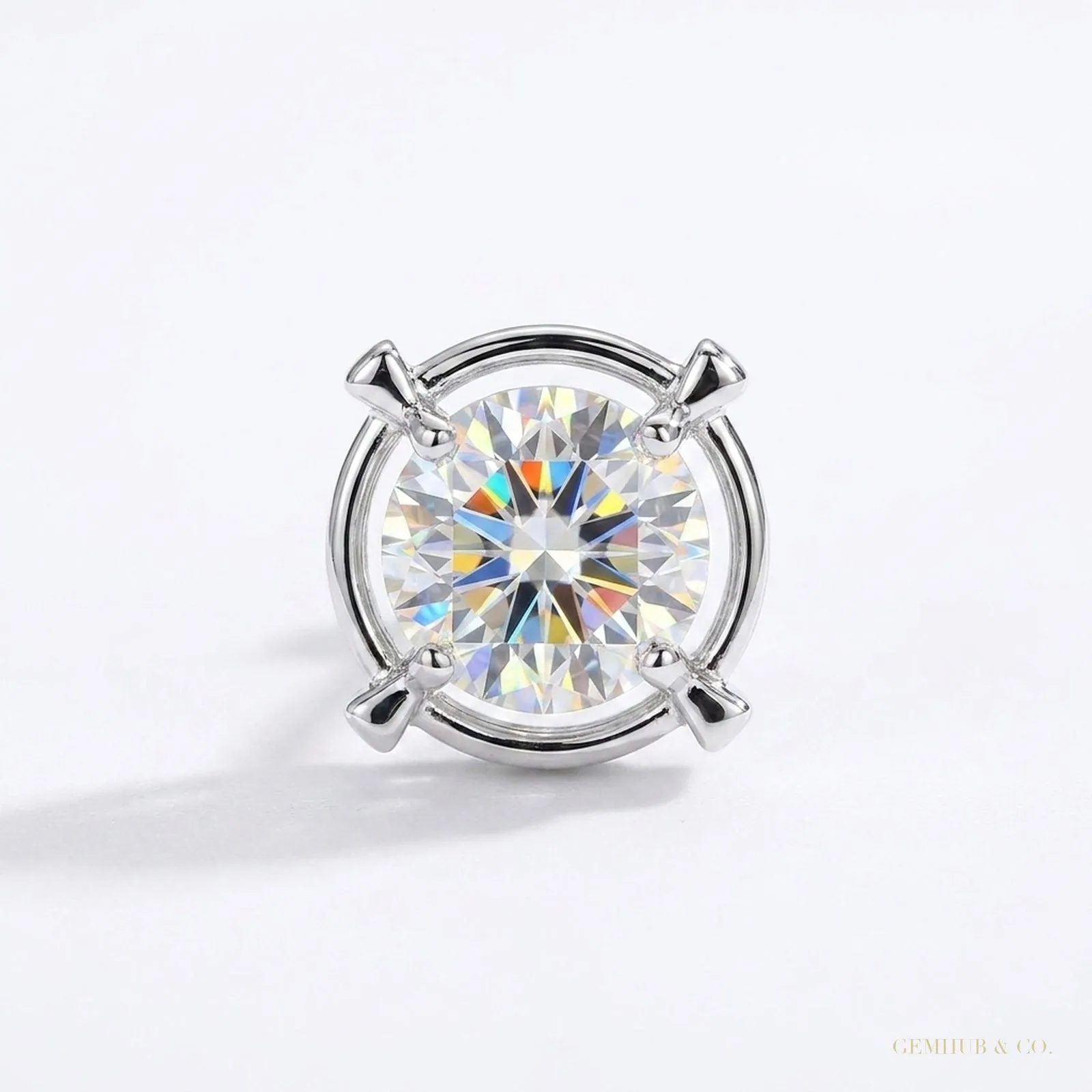 2 ct DEW Certified Treated White Moissanite Solitaire Studs Great Shine 18K Gold Plated