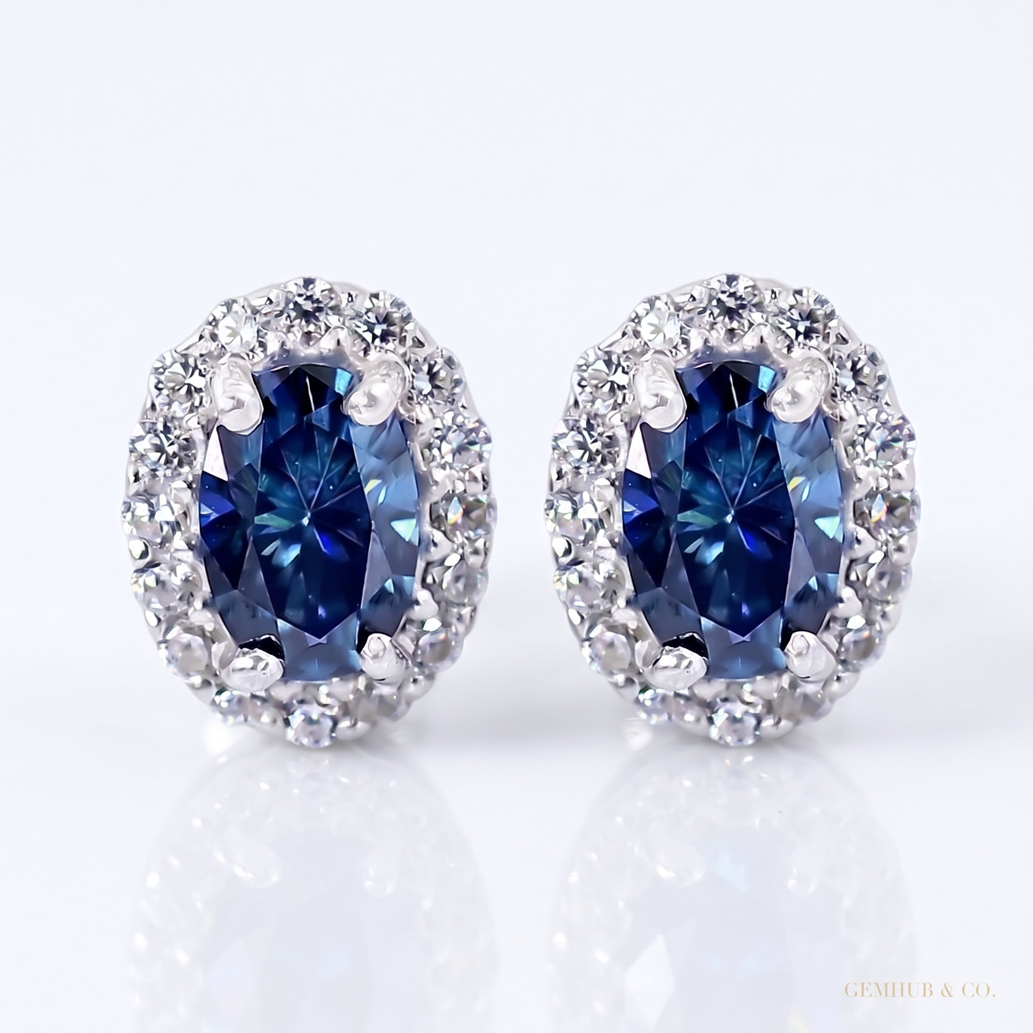 2.00 ct DEW Certified Blue Moissanite Stud Earrings in Gold Vermeil (925 Silver) For Women