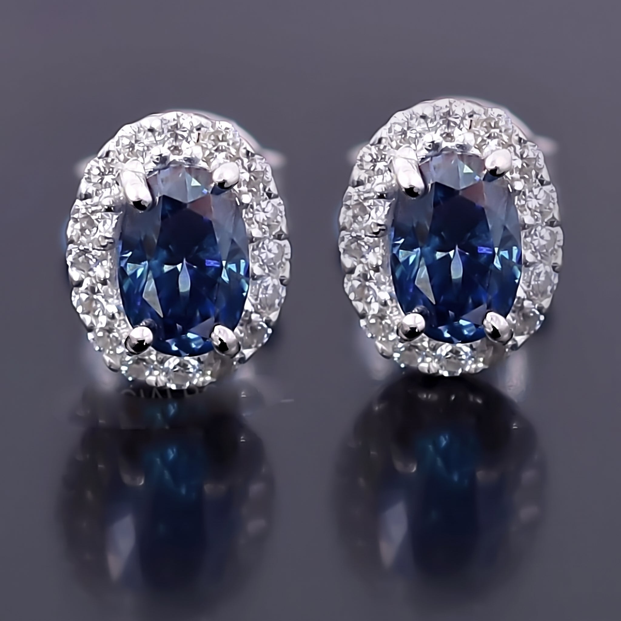 2.00 ct DEW Certified Blue Moissanite Stud Earrings in Gold Vermeil (925 Silver) For Women
