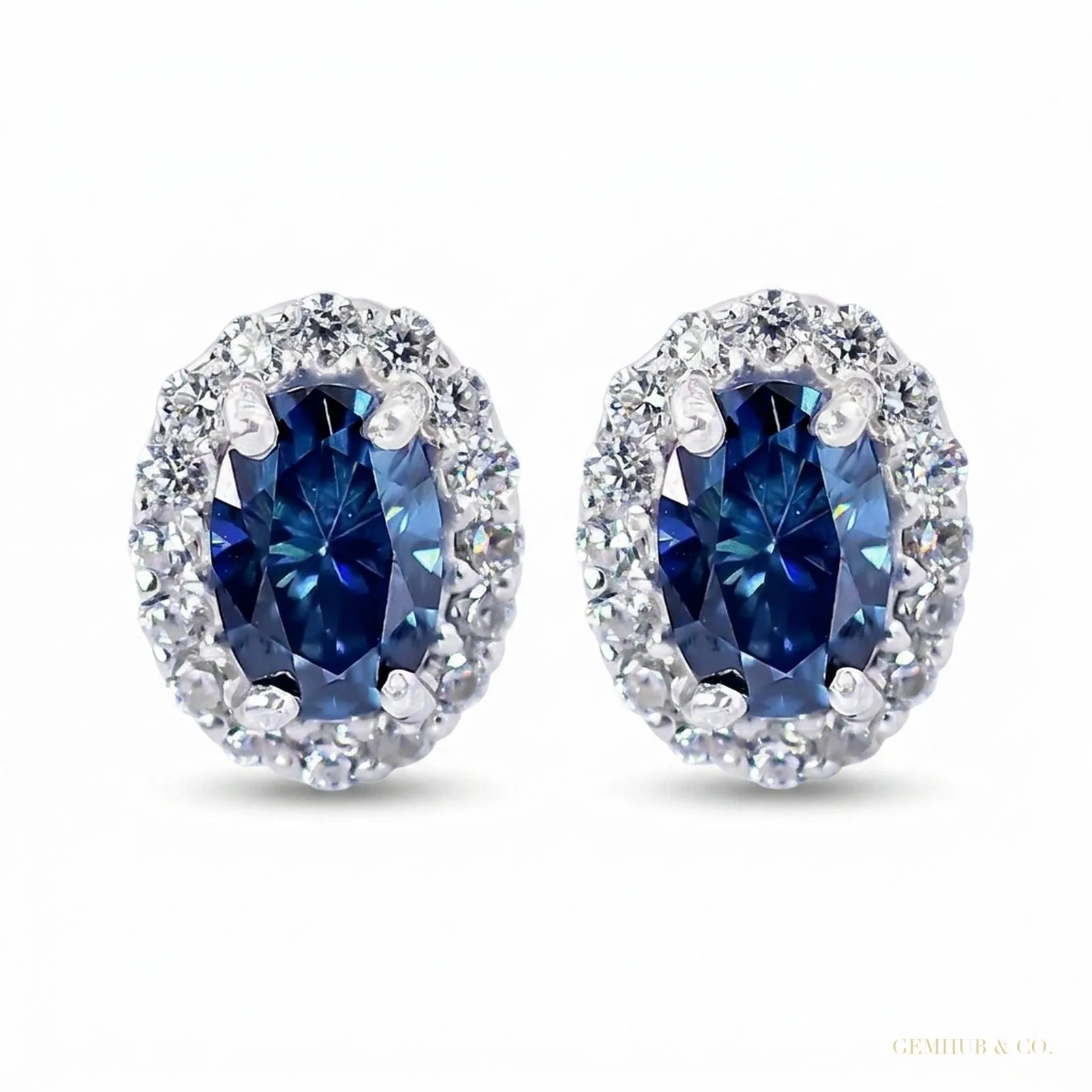 2.00 ct DEW Certified Blue Moissanite Stud Earrings in Gold Vermeil For Women