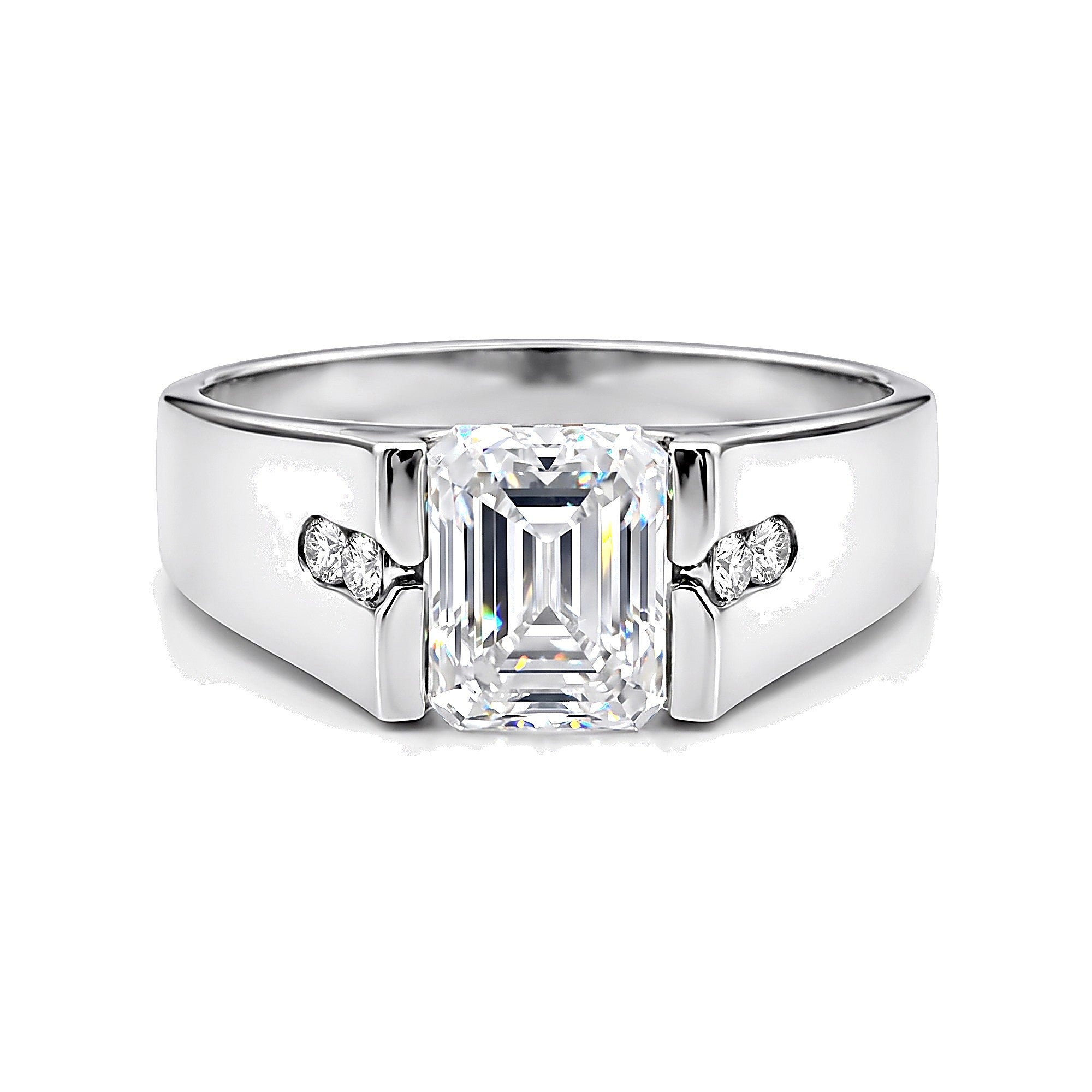 2.00 Ct Emerald Cut Moissanite Ring — VS1 Clarity in 18K Gold Vermeil (925 Silver)