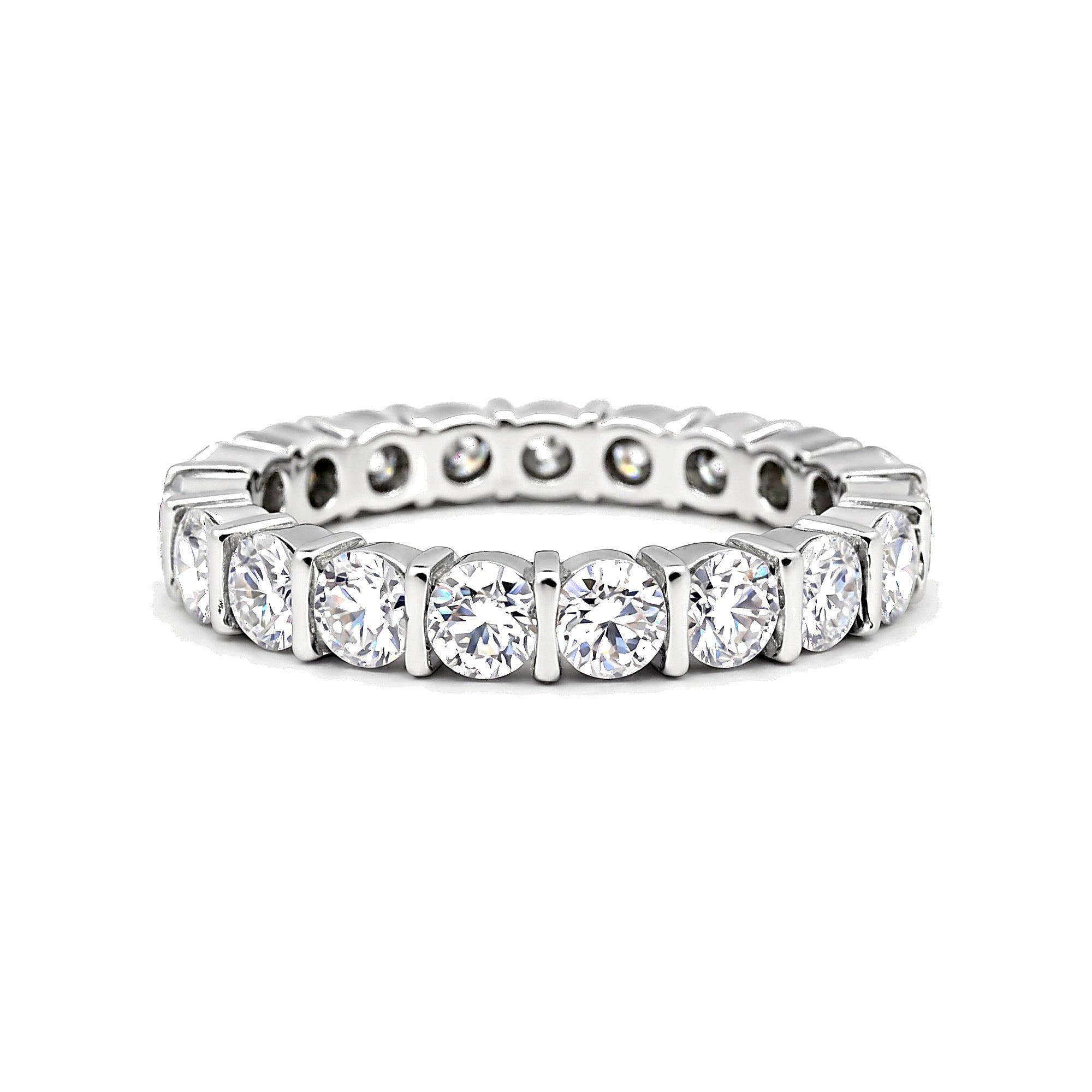 2.00 Ct Round Cut Moissanite Band Ring — VS1 Clarity in 18K Gold Vermeil (925 Silver)