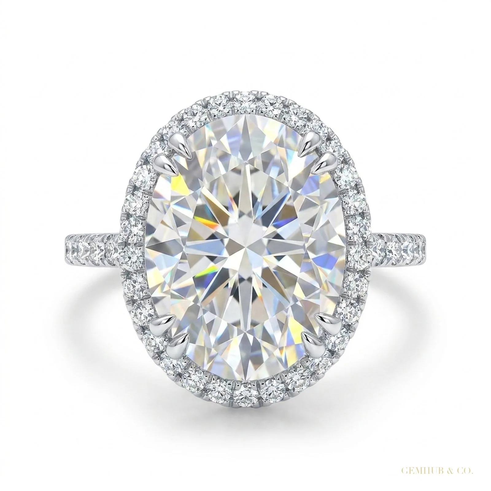 25.50 ct DEW Certified White Moissanite Solitaire Ring – Gift for Dad – 18K Gold Vermeil