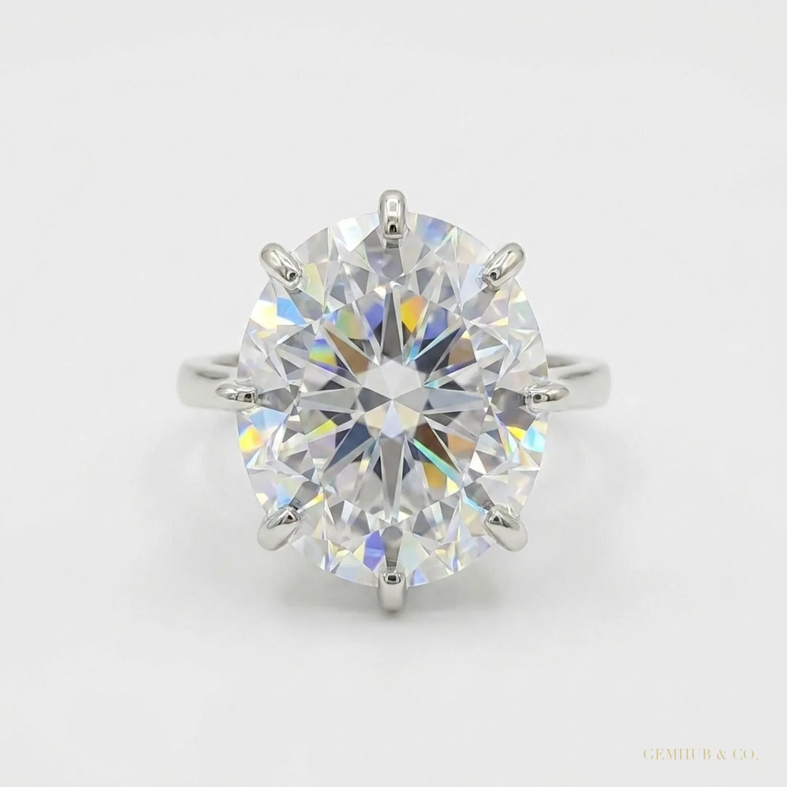25.70 ct DEW Bold Moissanite Statement Ring Luxury Gift for Her 18K Gold Plated