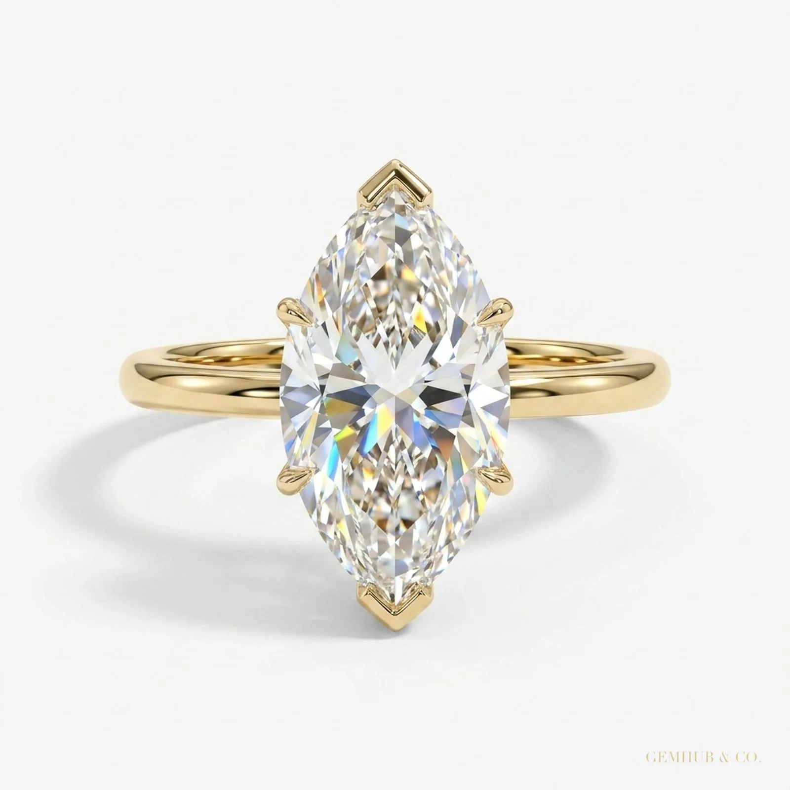 26.20 ct DEW Certified Emerald Cut Solitaire Big Moissanite Ring – 18K Gold Vermeil