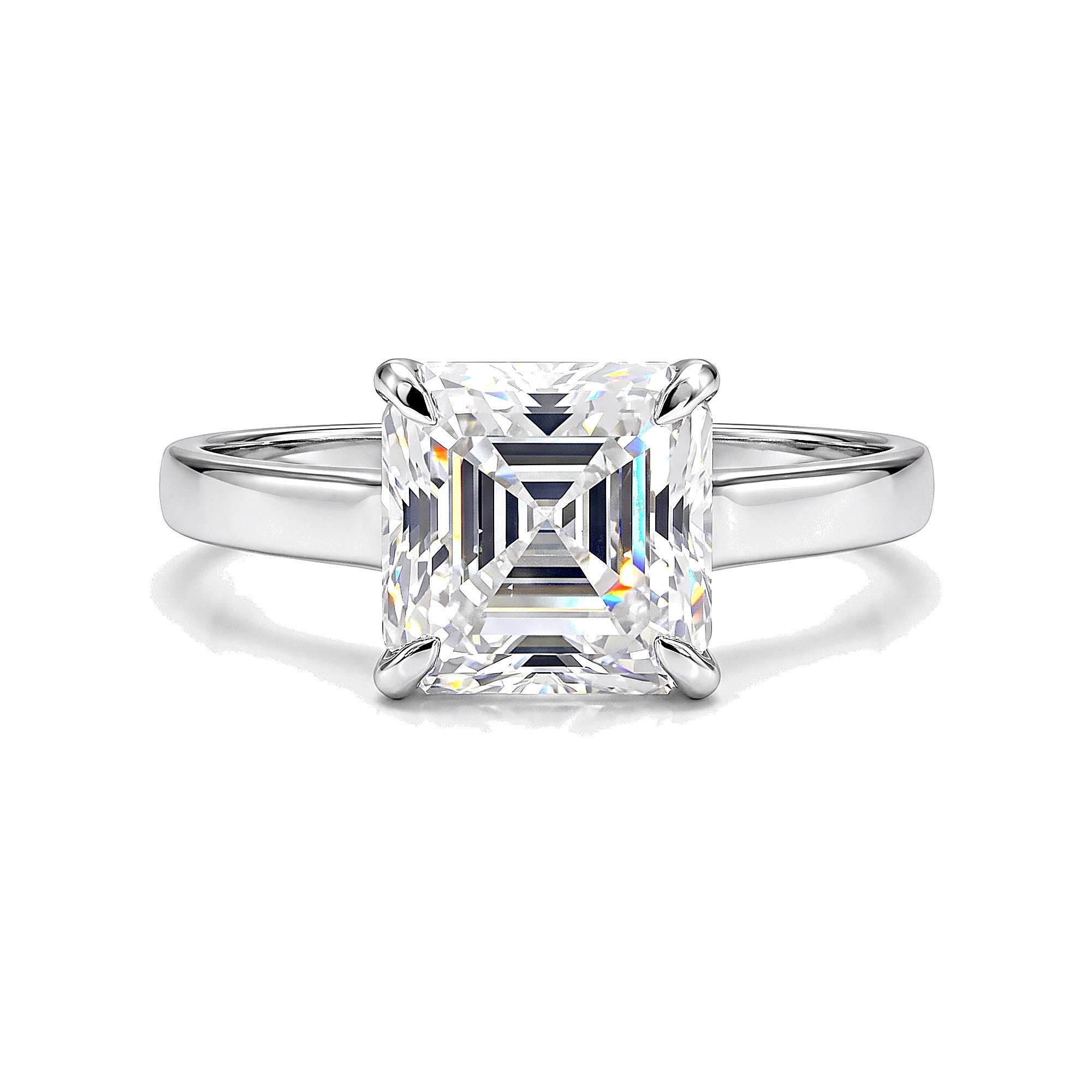 2.80 Ct Asscher Cut Moissanite Ring — VS1 Clarity in 18K Gold Vermeil (925 Silver)