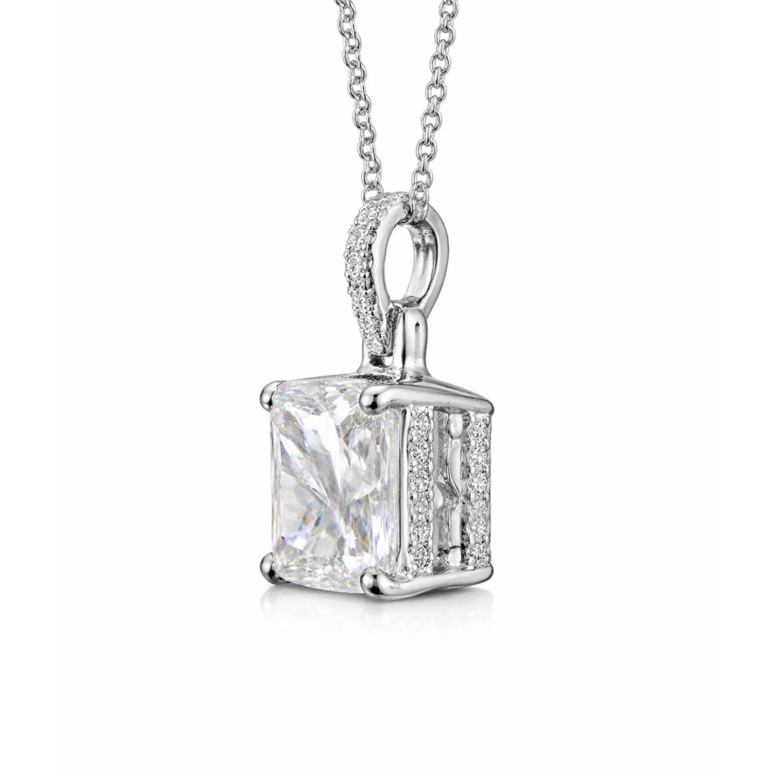 7.30 ct DEW F VS1 White Moissanite Pendant in Gold Vermeil – Birthday Gift for Wife - view 6