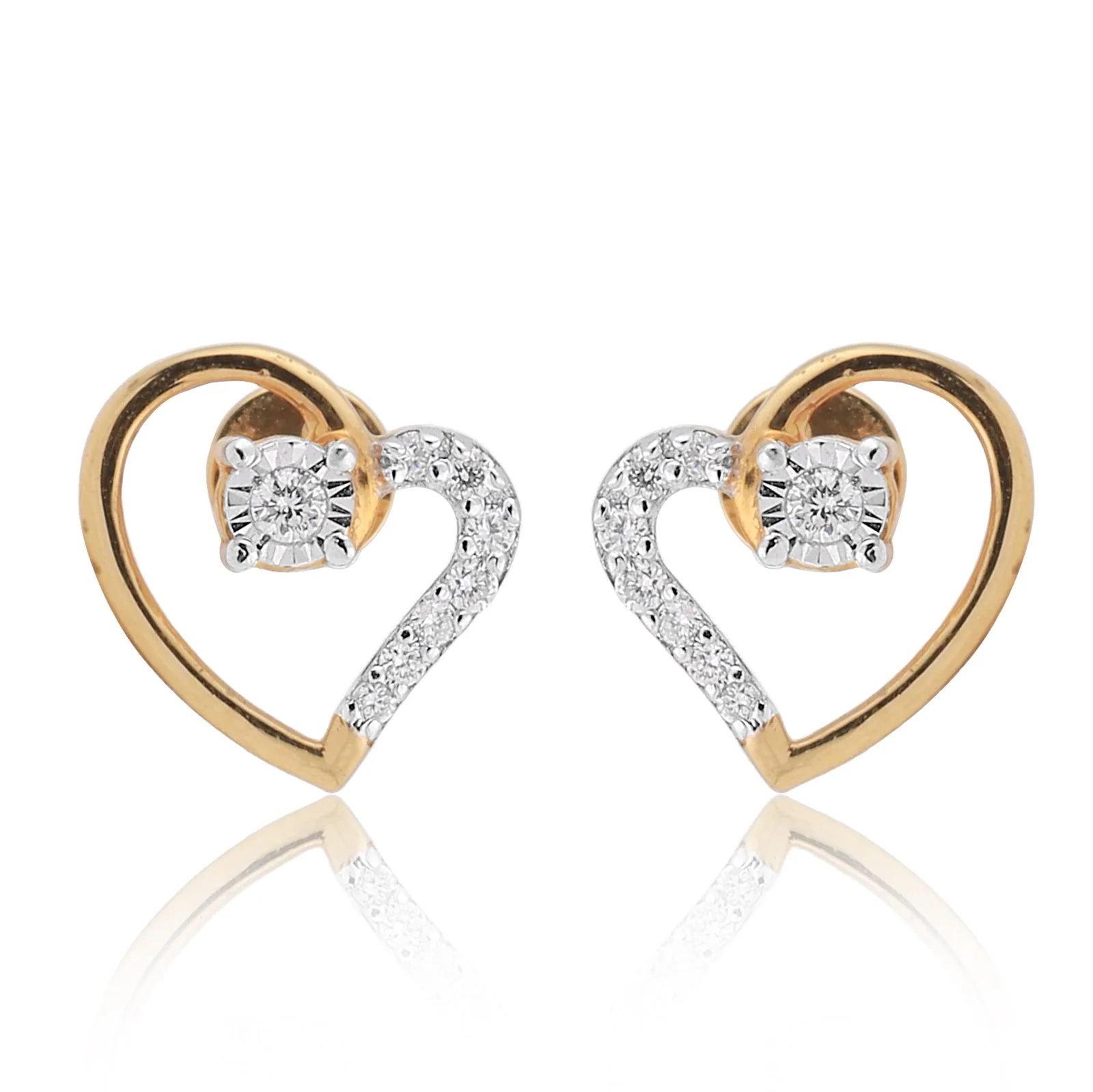 0.10 Ct. 18K Yellow Gold Vermeil Stud Earrings with Natural Diamond IGI Certified