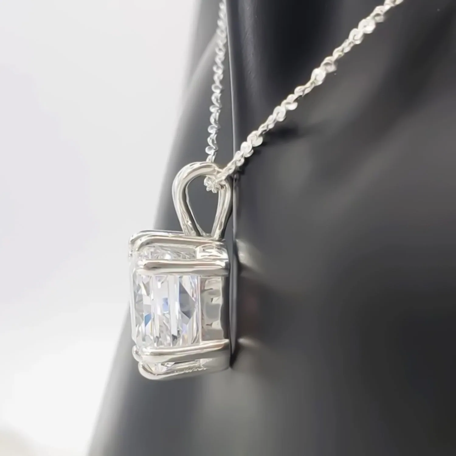 5.65 ct DEW Princess Cut Moissanite Pendant Gold Vermeil Holiday Jewelry Gift - view 3