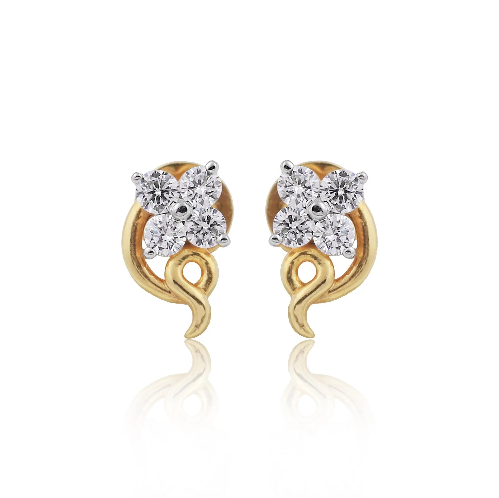 0.44 Ct. Natural Diamond Stud Earrings in 18K Yellow Gold Vermeil IGI Certified