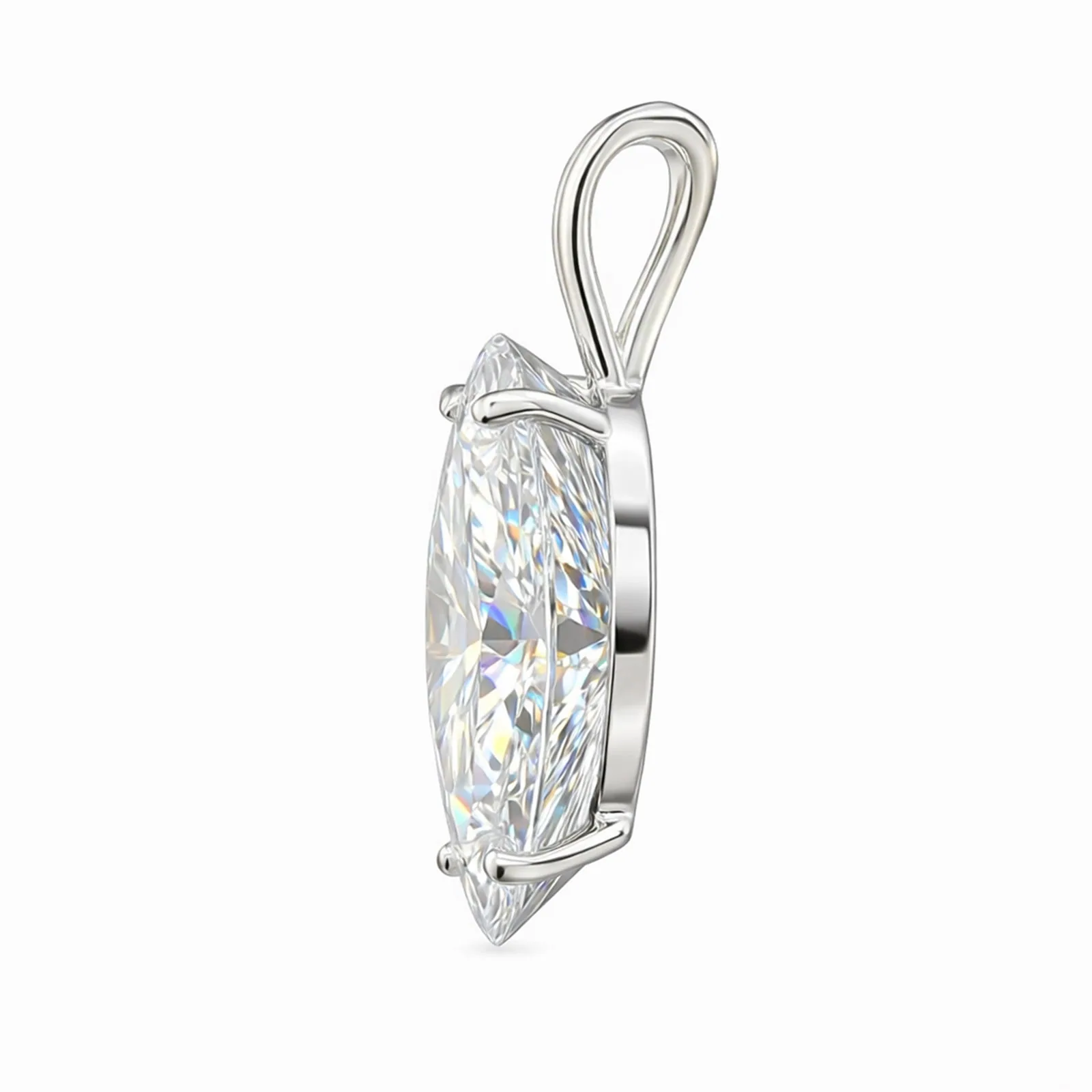 5 ct DEW Marquise Moissanite Pendant in Gold Vermeil Certified for Wedding Gift - view 3