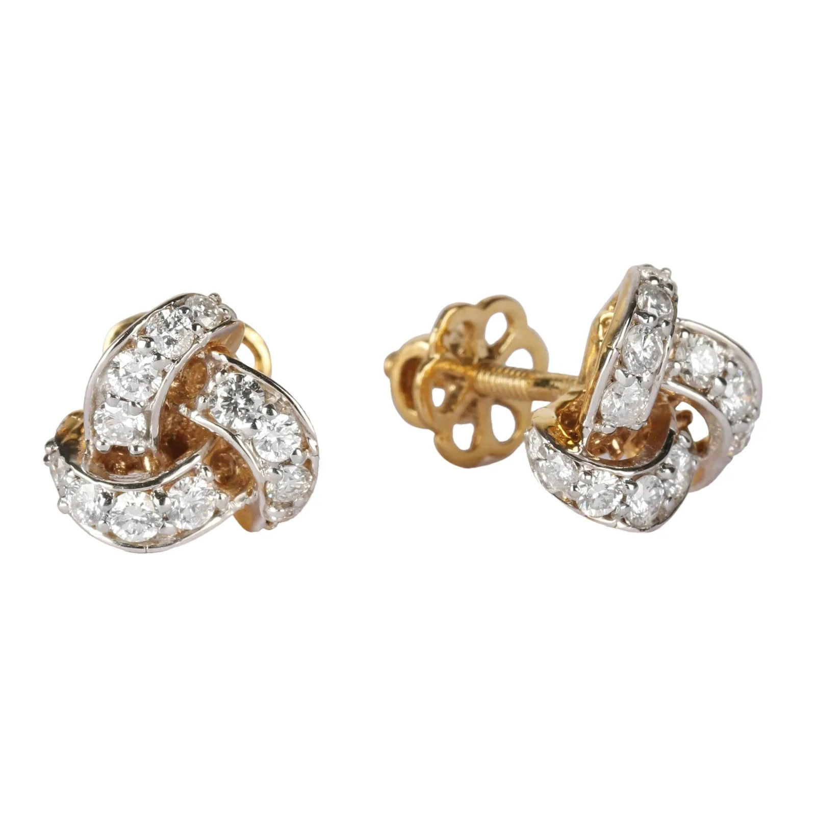 18K Yellow Gold Vermeil Natural Diamond 0.60 Ct. Stud Earrings IGI Certified