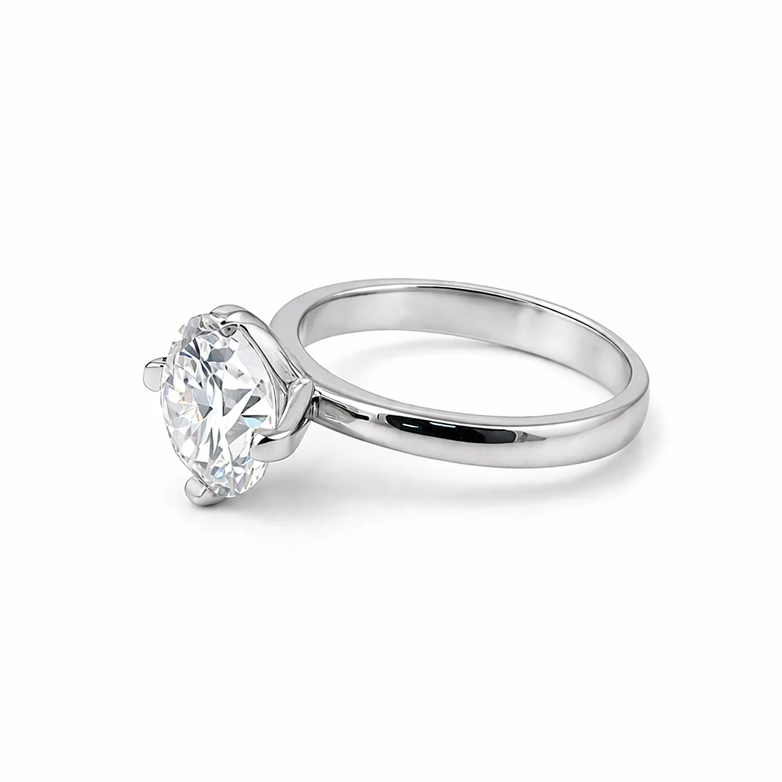 9.40 ct DEW Certified Round Cut White Moissanite Solitaire Ring Gold Vermeil - view 4