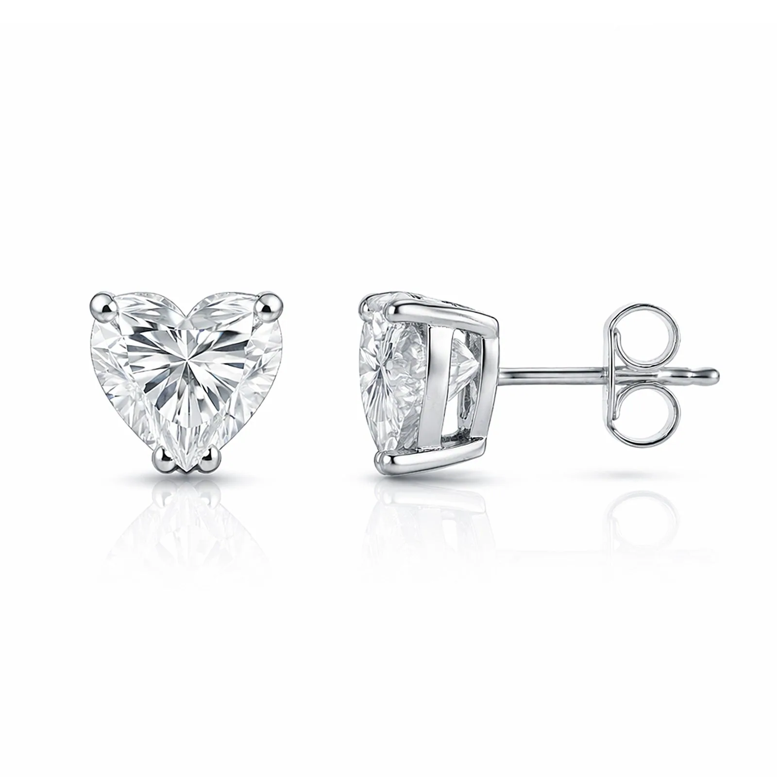 4 ct DEW Certified Treated White Moissanite Solitaire Studs Great Shine 18K Gold Plated