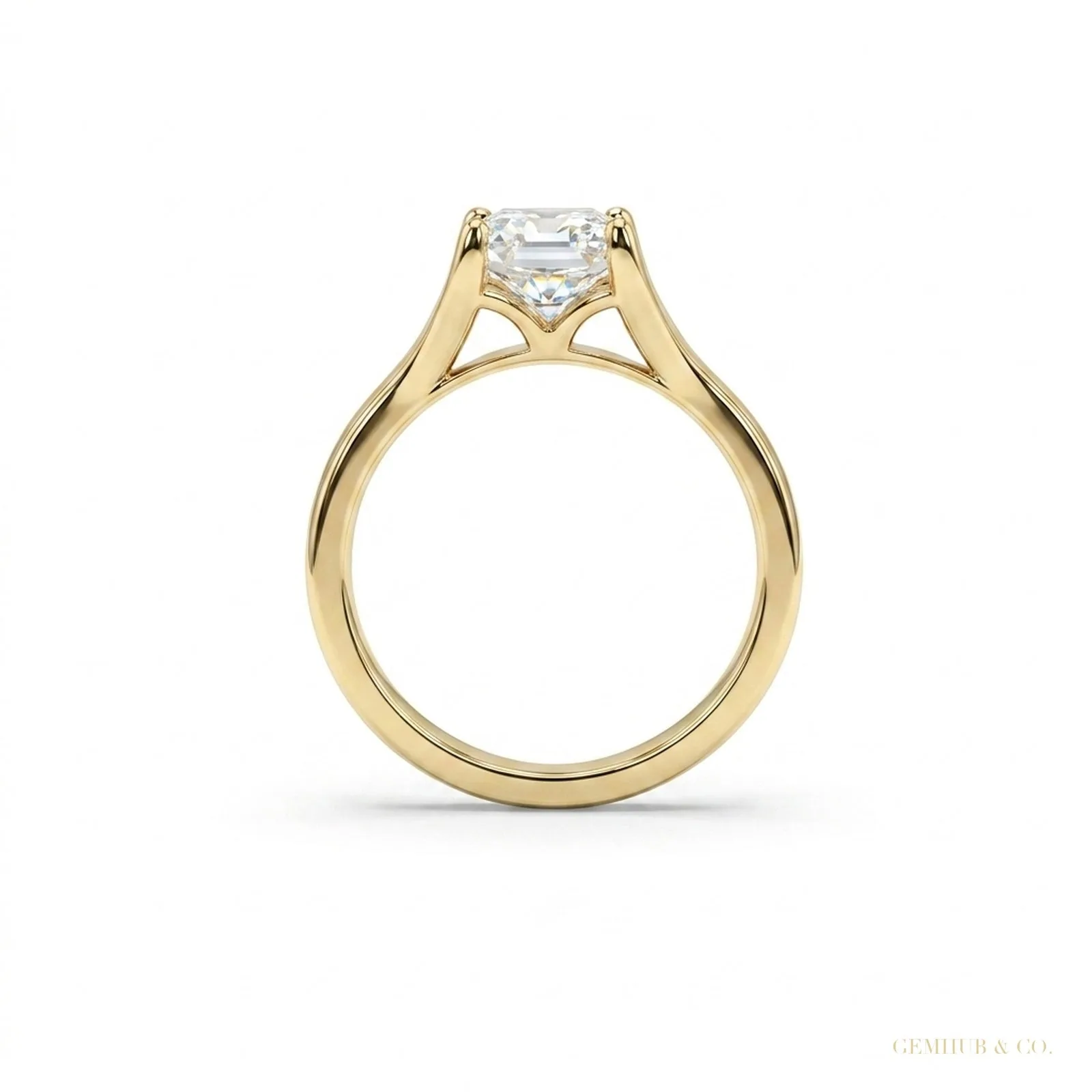 3.08 ct DEW Emerald Cut Moissanite Ring Gift for Her Wedding or Birthday – 18K Gold Vermeil