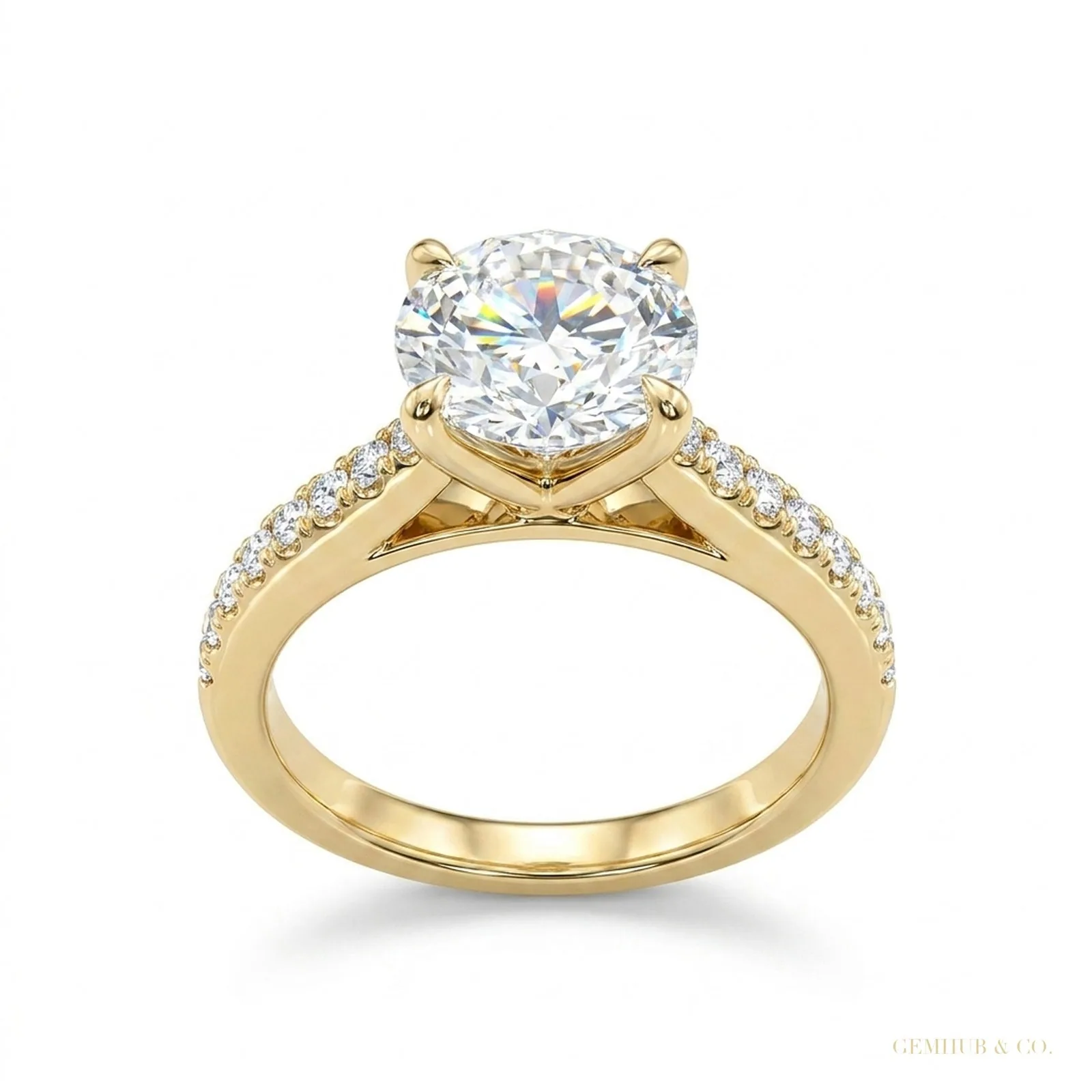 3.10 ct DEW Certified Round Cut Moissanite Solitaire Ring Special Occasion – 18K Gold Vermeil