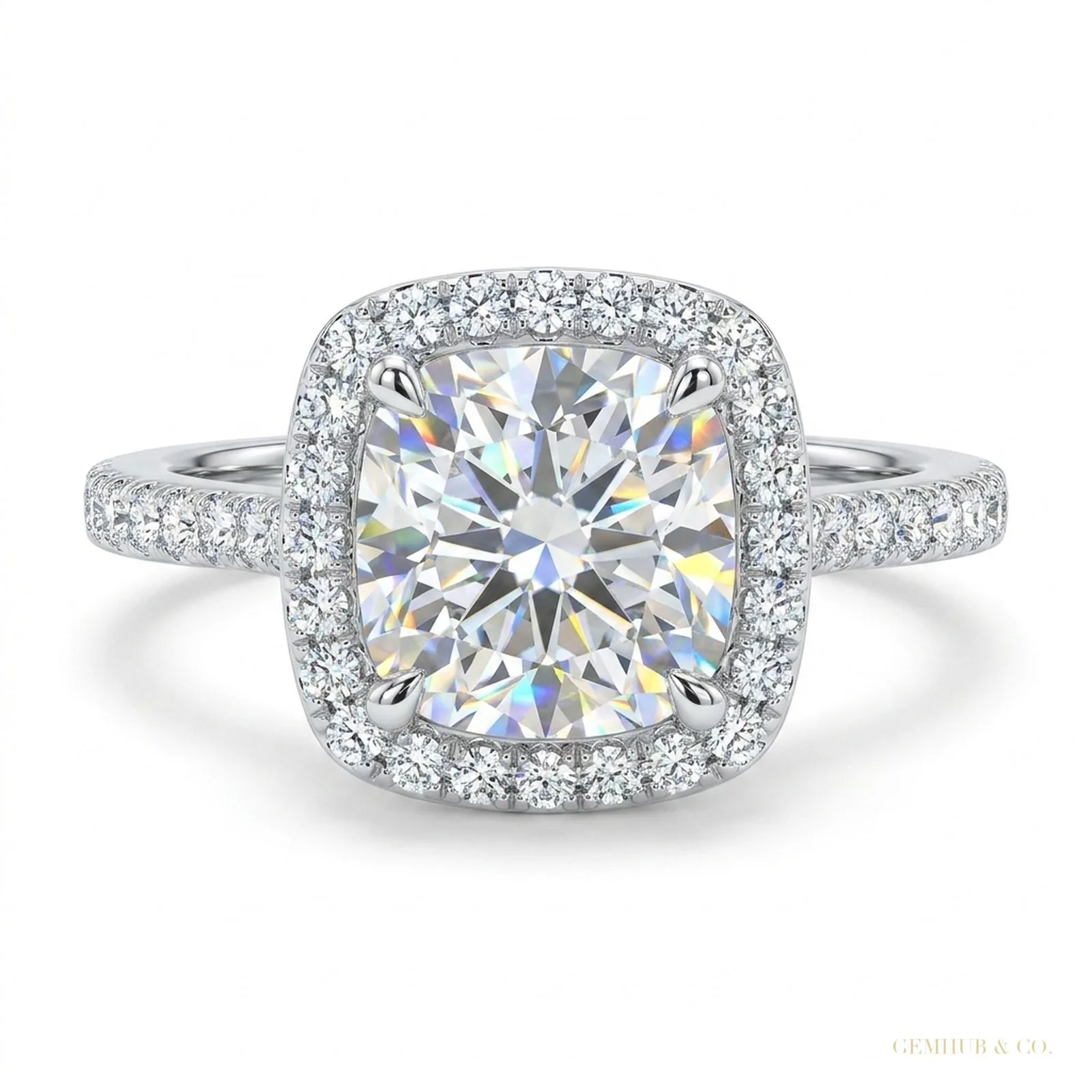 3.14 ct DEW Round Cut White Moissanite Ring – Holiday Engagement Gift – 18K Gold Vermeil