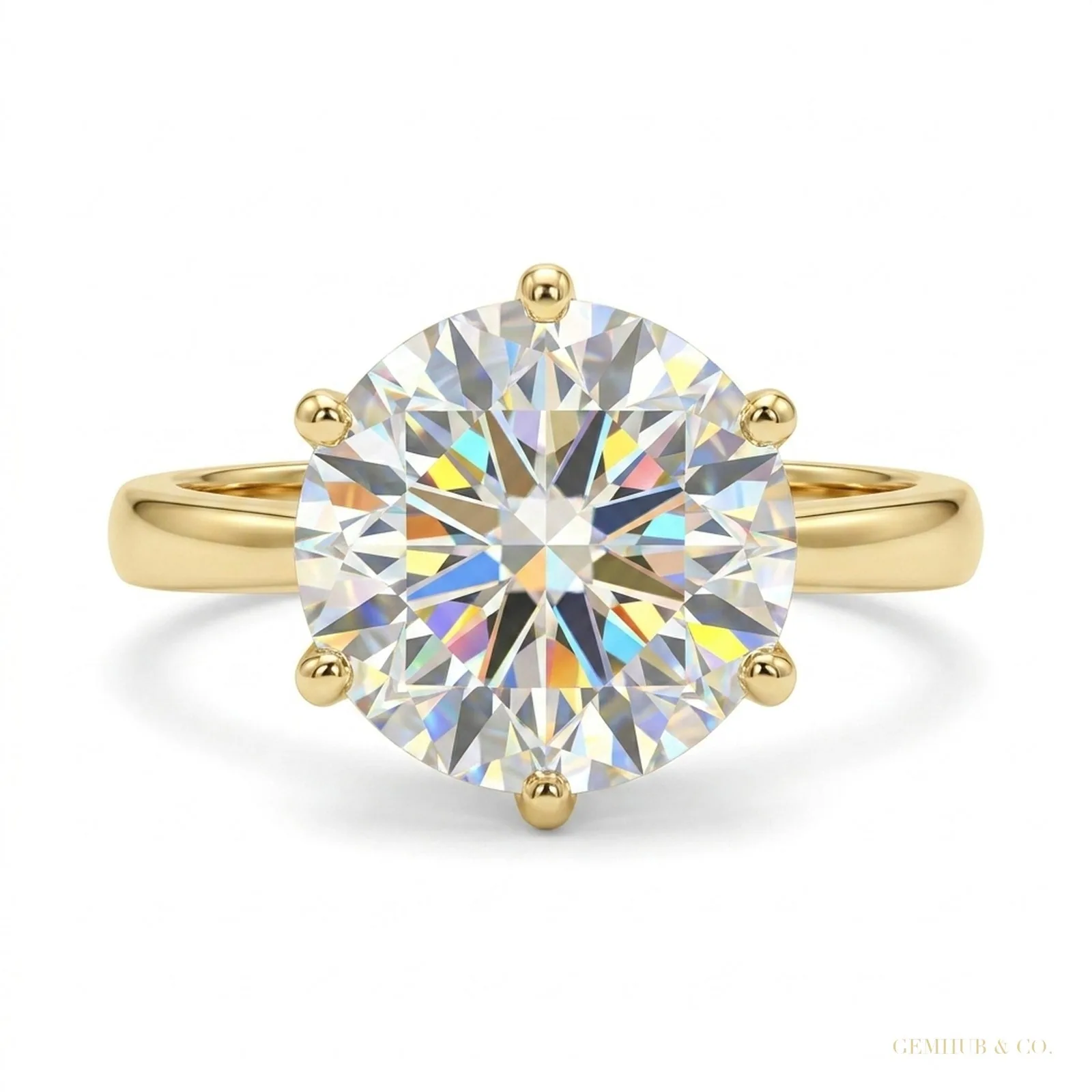 3.25 ct DEW Portuguese Cut White Moissanite Solitaire Ring – Xmas Gift – 18K Gold Vermeil