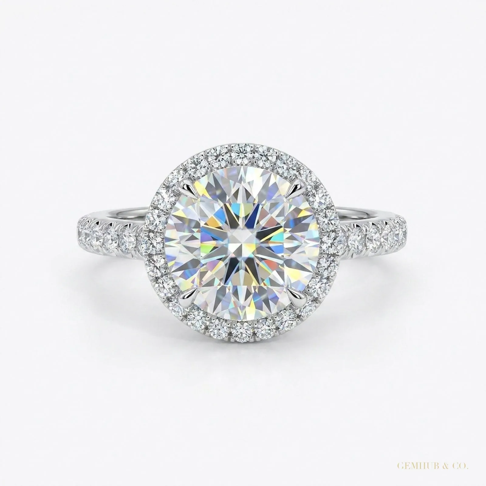 3.25 ct DEW Round Off White Moissanite Solitaire Ring – Gift Pick – 18K Gold Vermeil