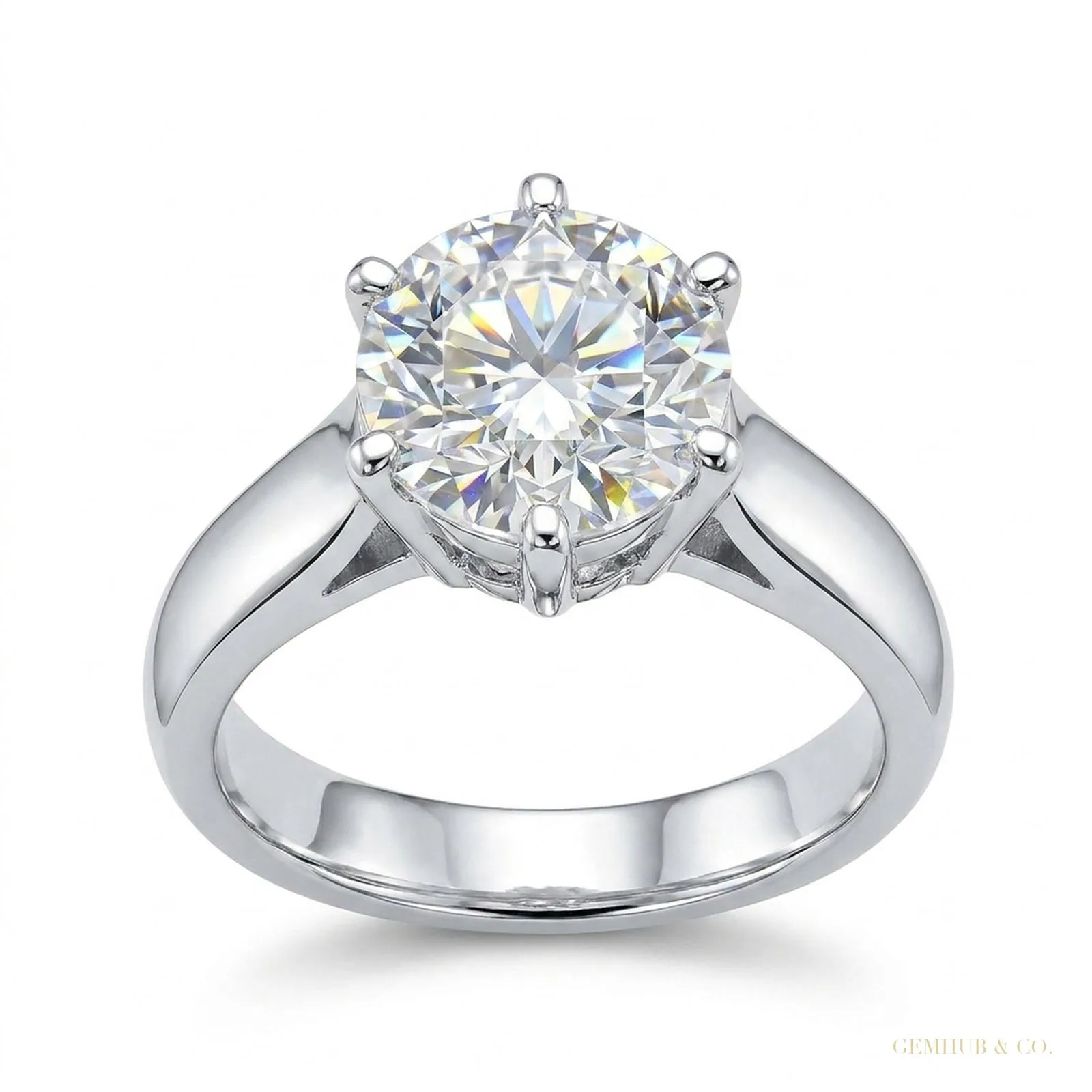 3.30 ct DEW Round Cut White Moissanite Halo Ring in Gift for Engagement 18K Gold Plated