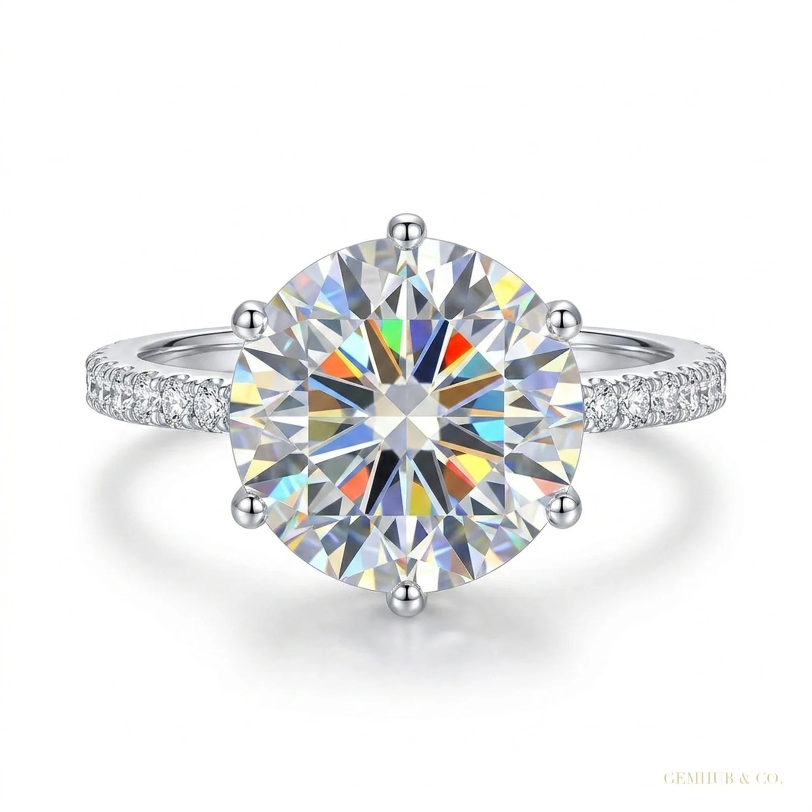 3.5 ct DEW Certified White Round Cut Moissanite Solitaire Ring Romantic Gift – 18K Gold Vermeil