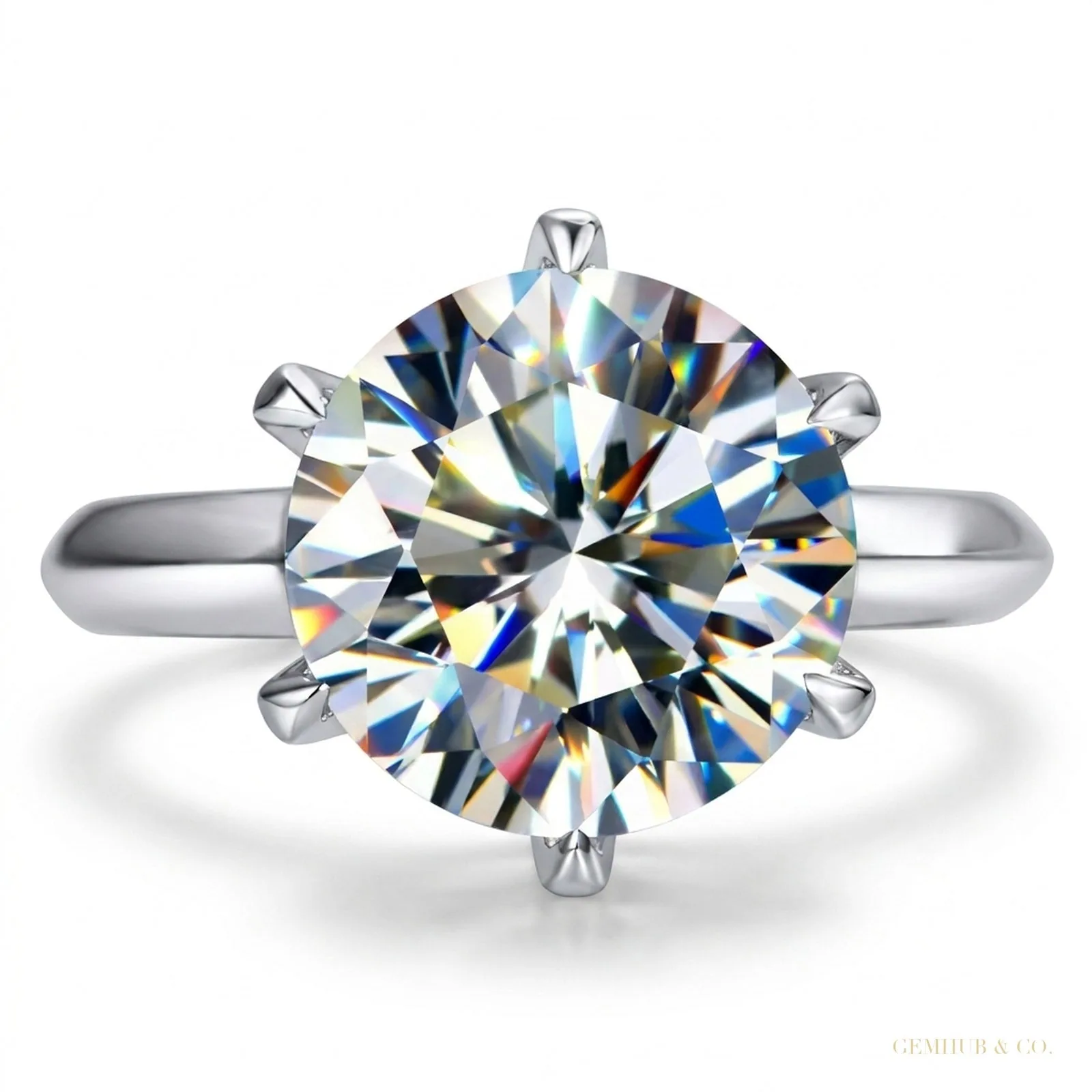 3.50 ct DEW Certified Round Cut Moissanite Holiday Ring for Her 18K Gold Plated