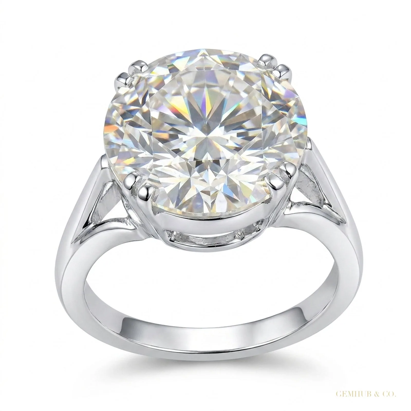3.50 ct DEW Certified Round Cut White Moissanite Solitaire Ring – 18K Gold Vermeil