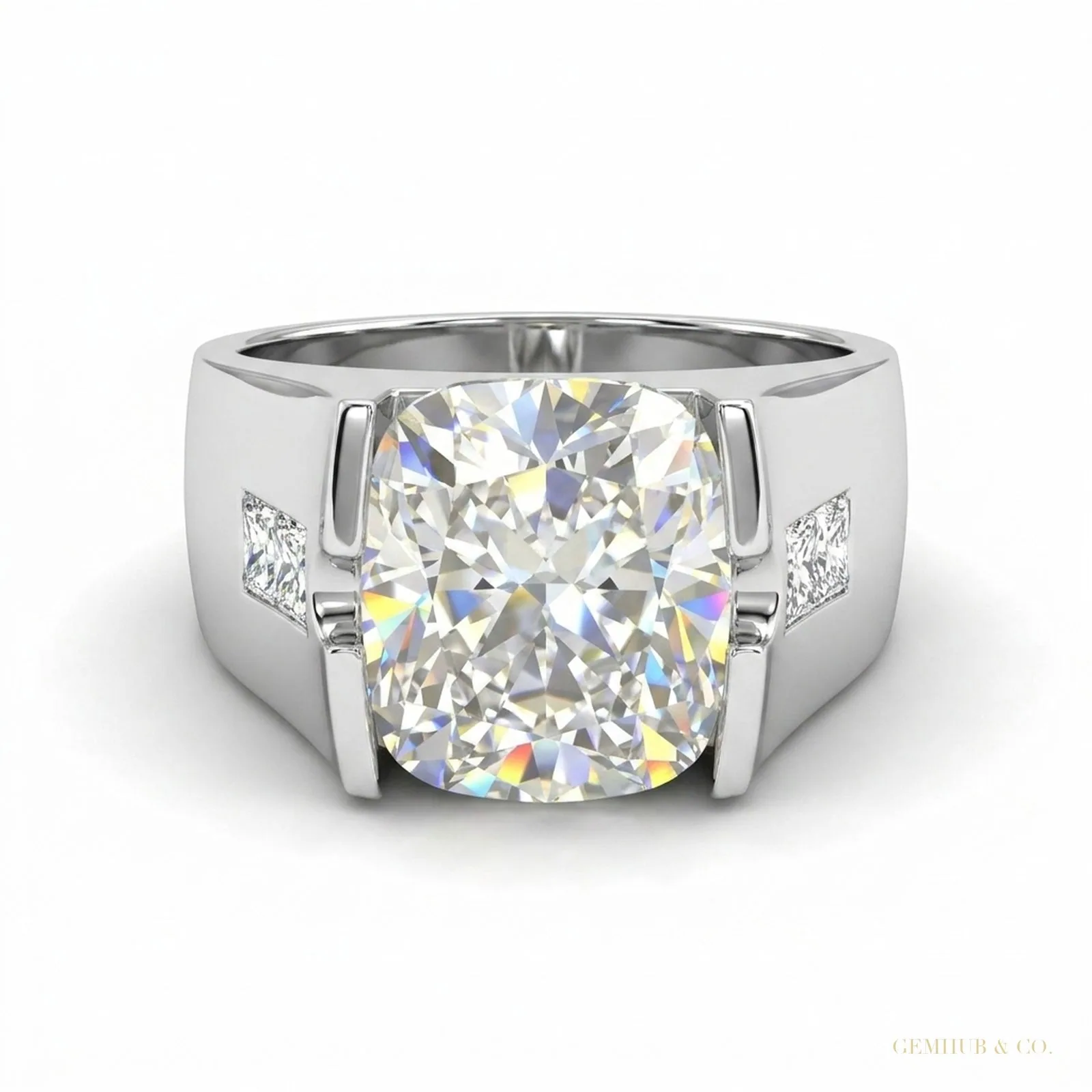3.50 ct DEW Certified White Moissanite Ring in – Christmas Gift for Her 18K Gold Plated