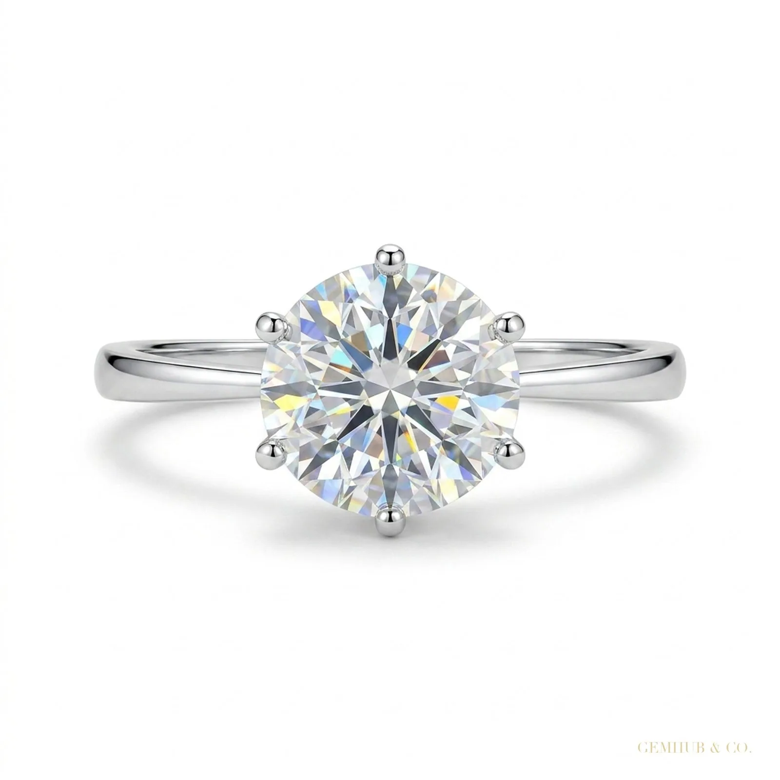 3.50 ct DEW Certified White Round Cut Moissanite Solitaire Ring 18K Gold Plated