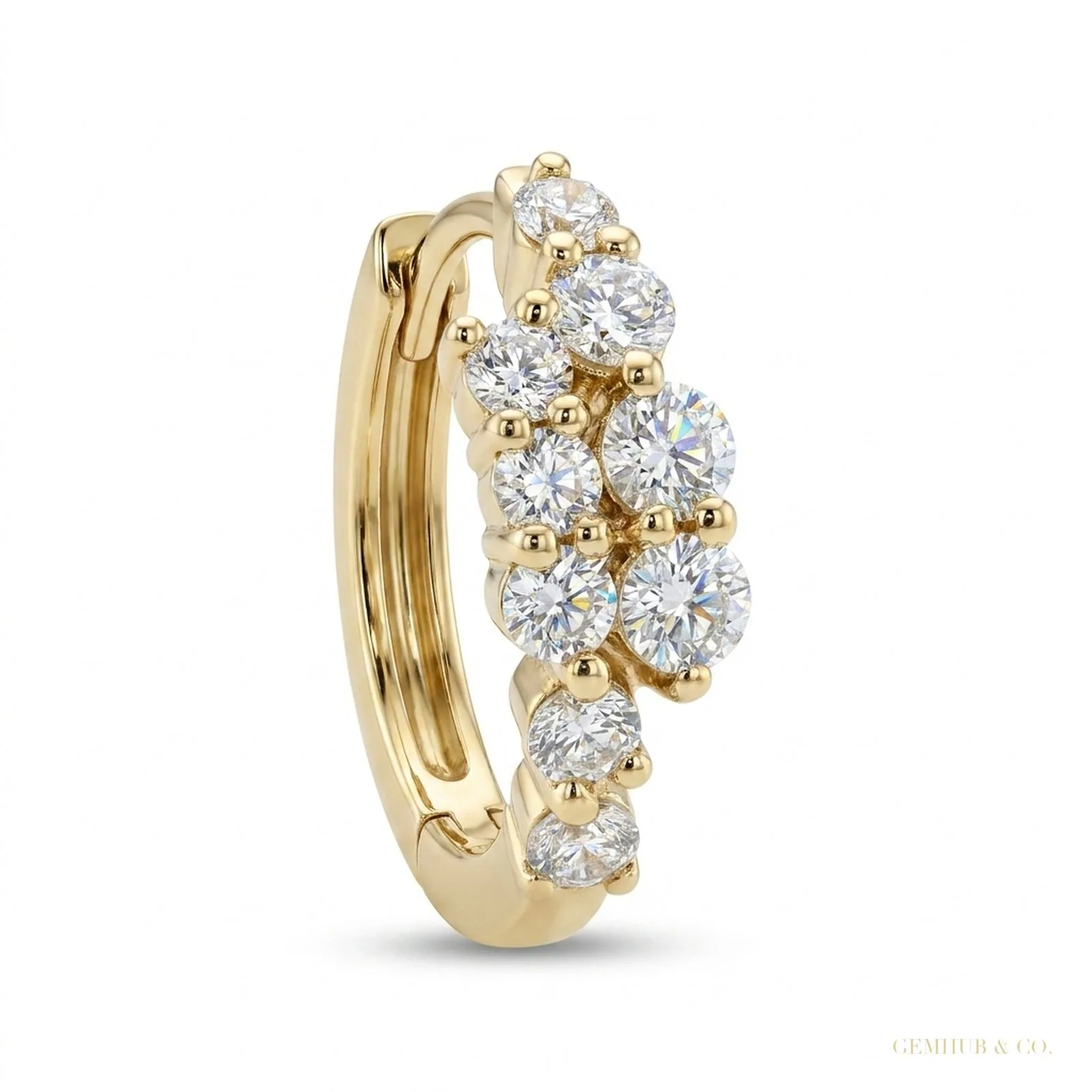 0.50Ct Round Natural GH/SI Diamond Hoop Women’s Earrings Solid 14k Yellow Gold