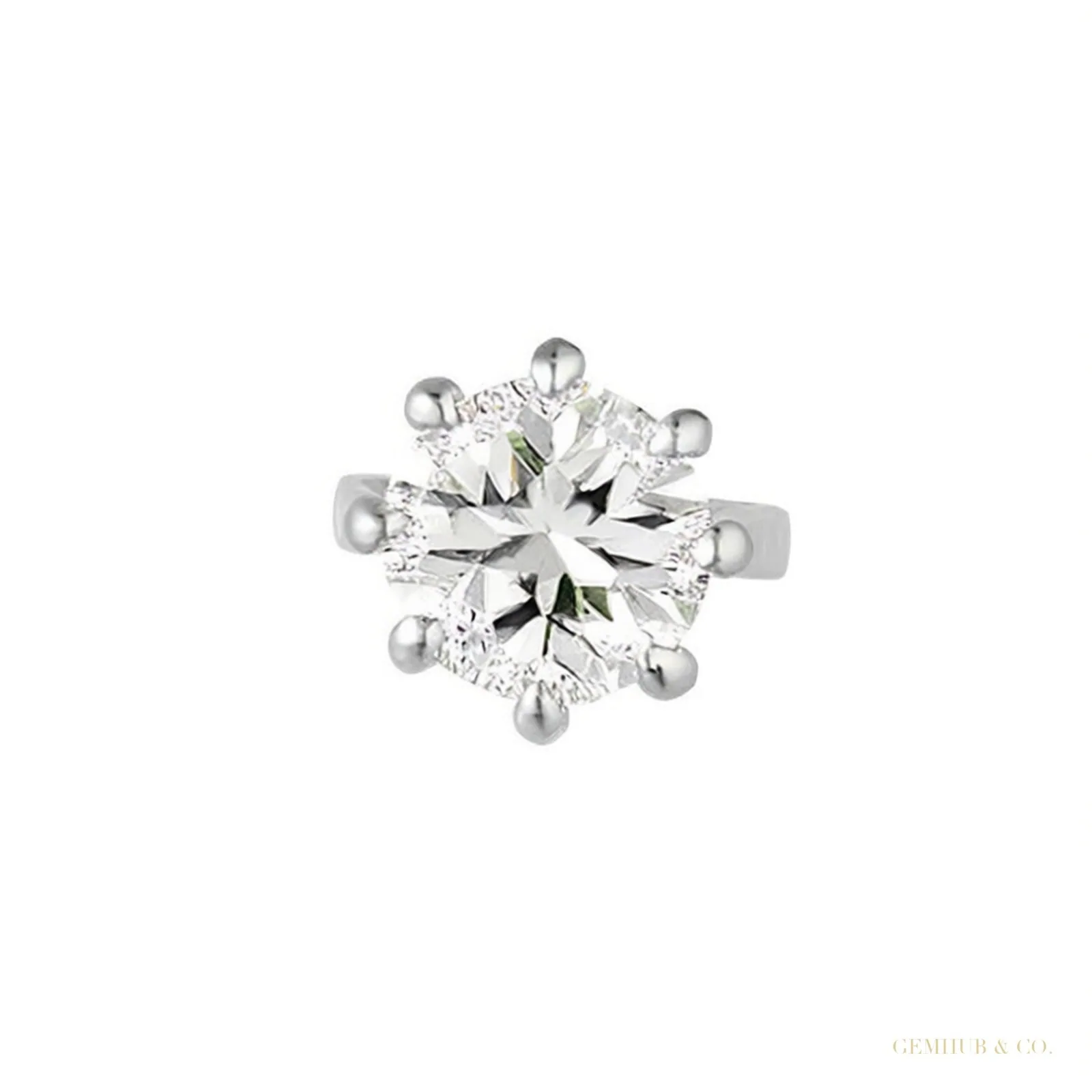 Round Cut Natural Diamond Women’s 6 Prong Set Stud Earrings 14k White Gold