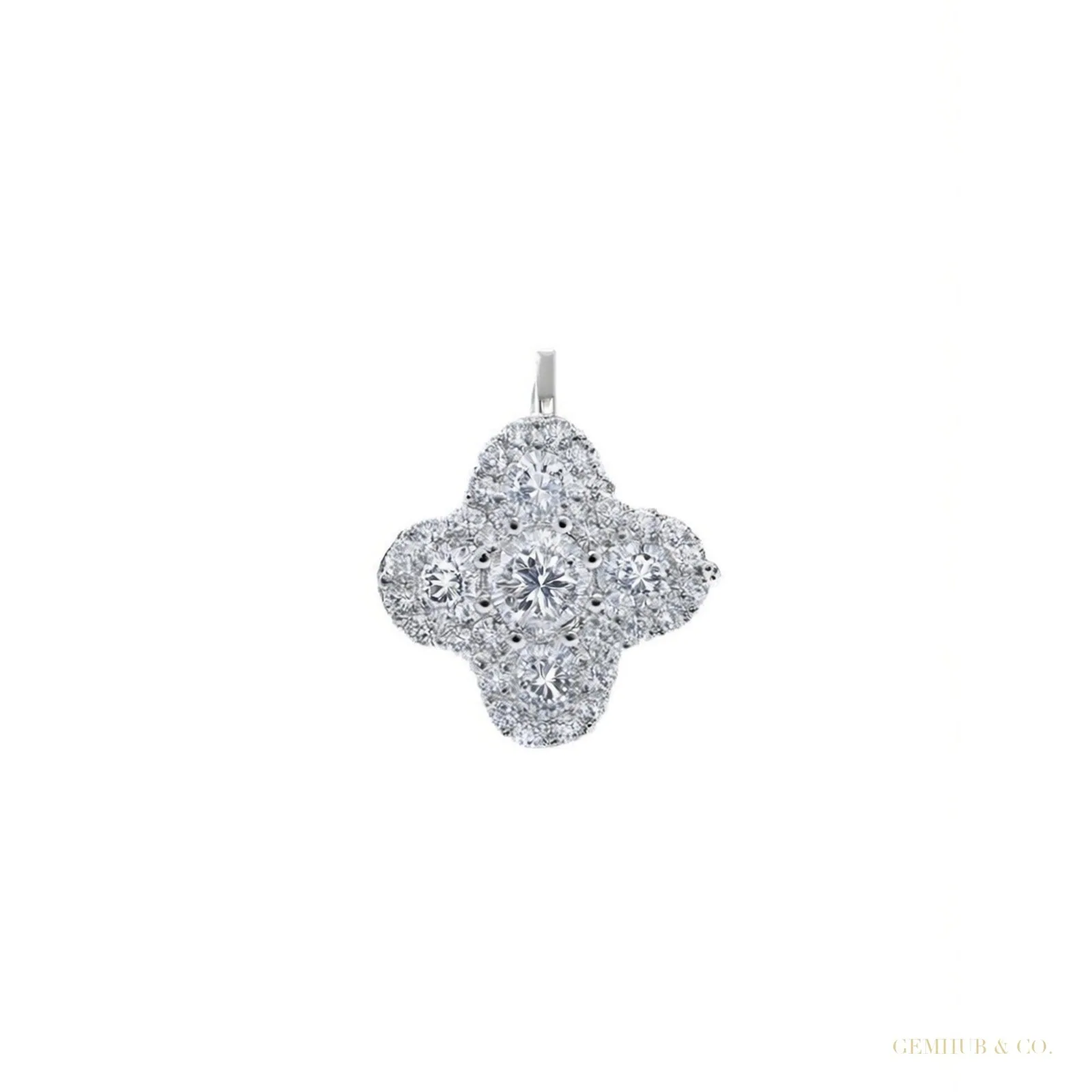 Round Natural GH/SI Diamond Clover Stud Daily Wear Earring 14k White Gold