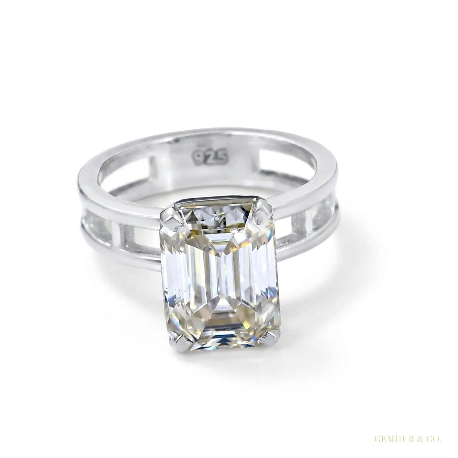 3.80 ct DEW Off White Moissanite Solitaire Ring – Wedding Gift Idea – 18K Gold Vermeil