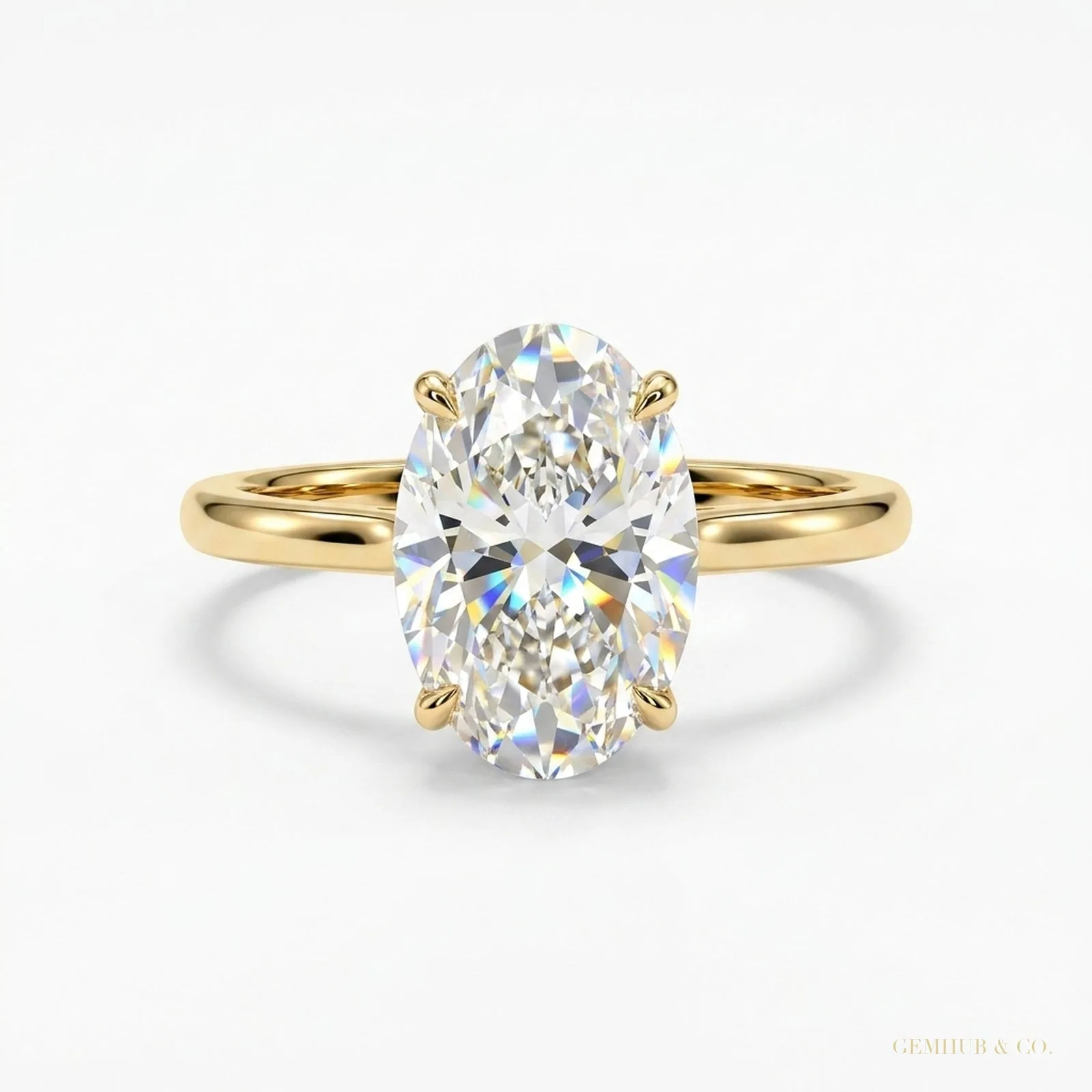 3.90 Cts Certified Oval Cut White Moissanite Solitaire Ring 18K Gold Plated
