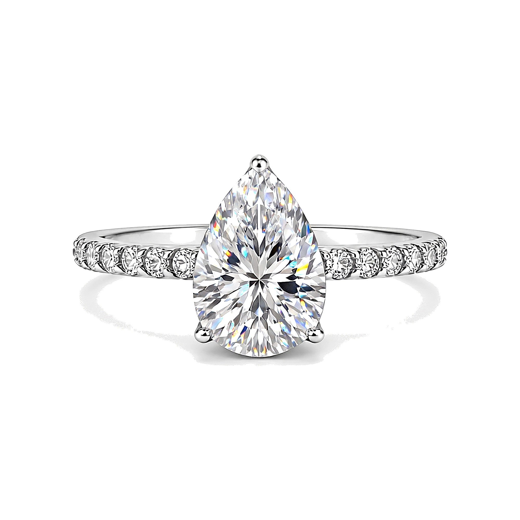 3 Ct Pear Cut Moissanite Ring — VS1 Clarity in 18K Gold Vermeil (925 Silver)