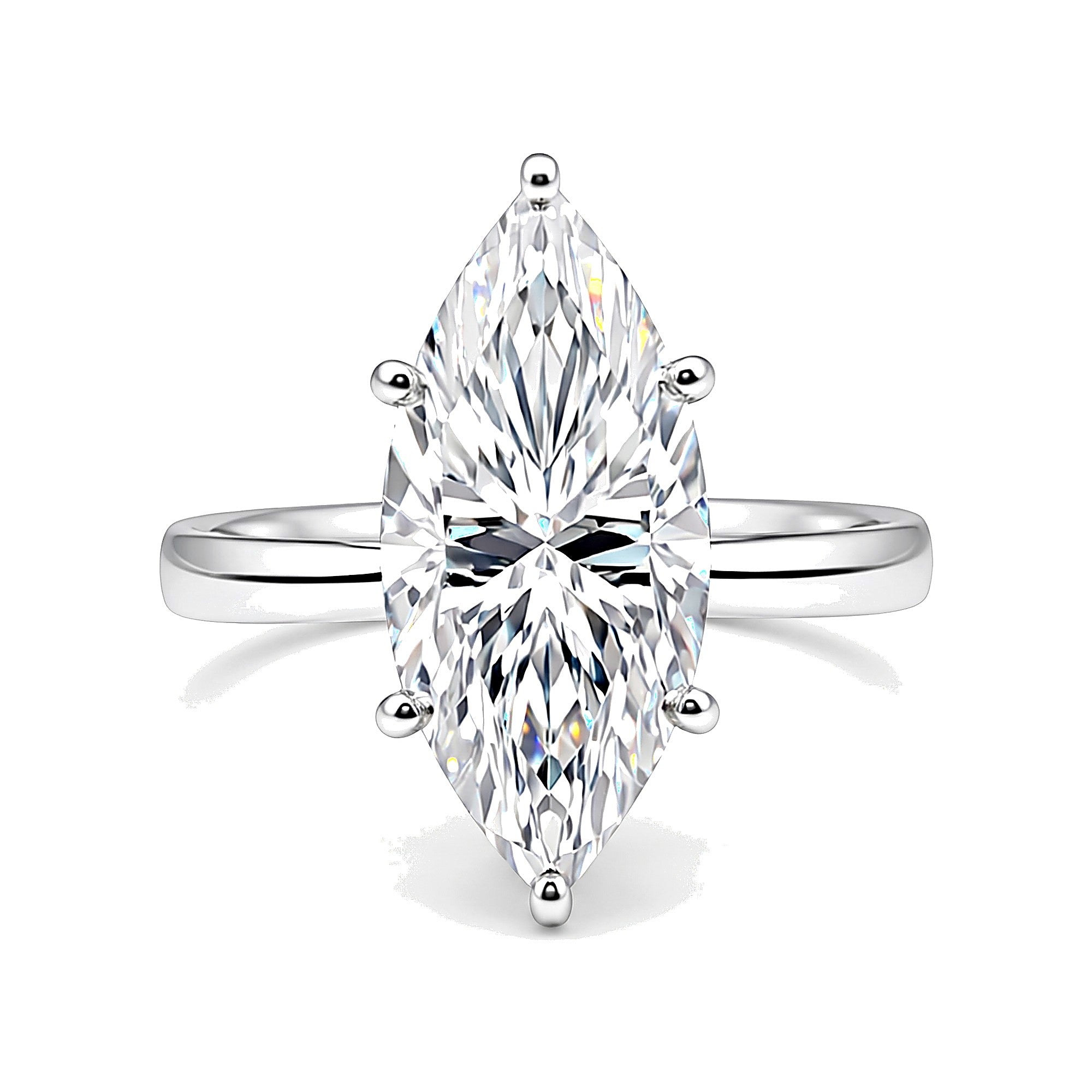 3.00 Ct Marquise Cut Moissanite Ring — VS1 Clarity in 18K Gold Vermeil (925 Silver)