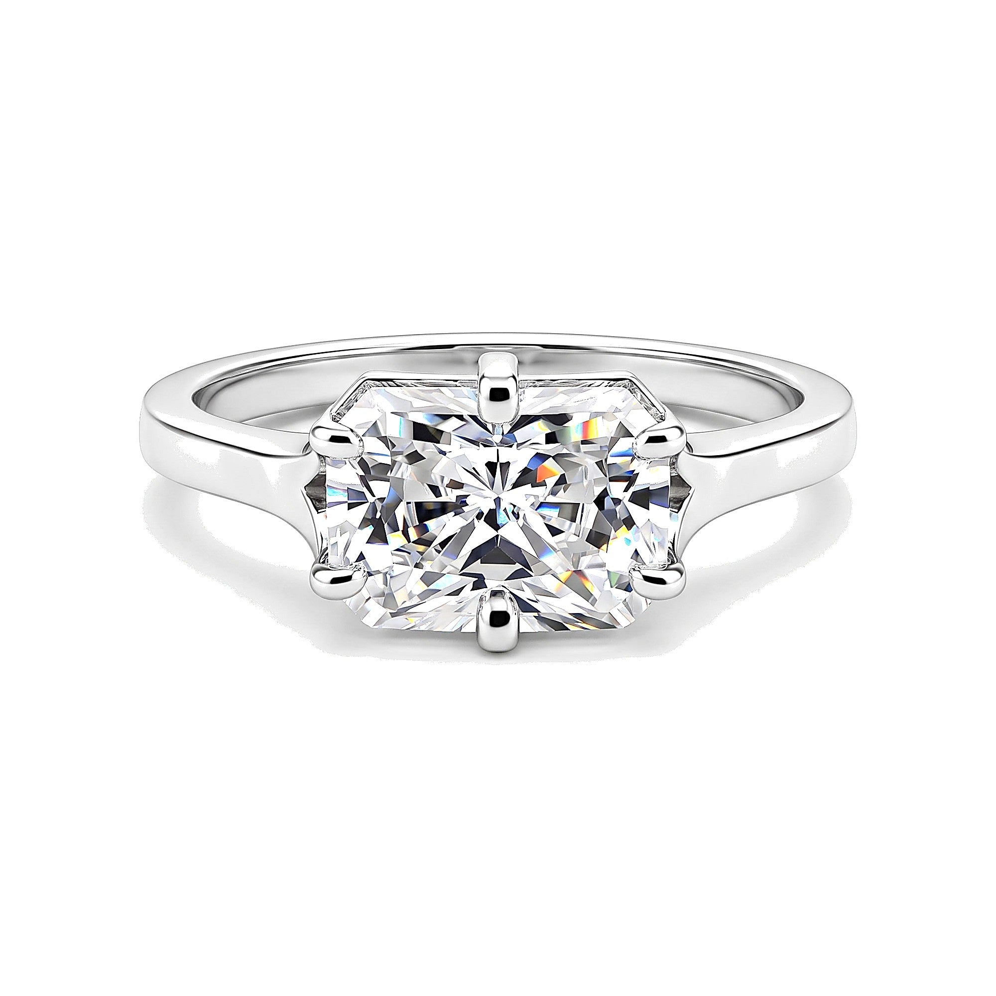 3.10 Ct Radiant Cut Moissanite Ring — VS1 Clarity in 18K Gold Vermeil (925 Silver)