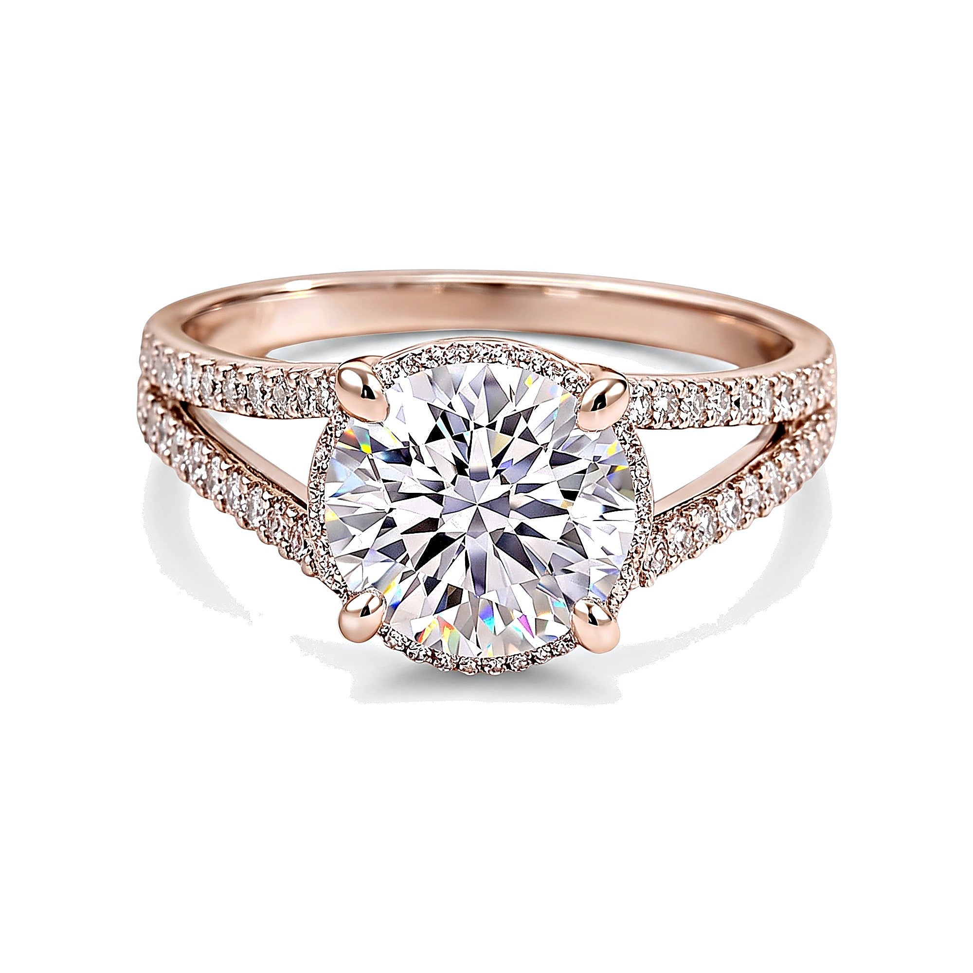 3.10 Ct Round Cut Moissanite Ring — VS1 Clarity in 18K Gold Vermeil (925 Silver)