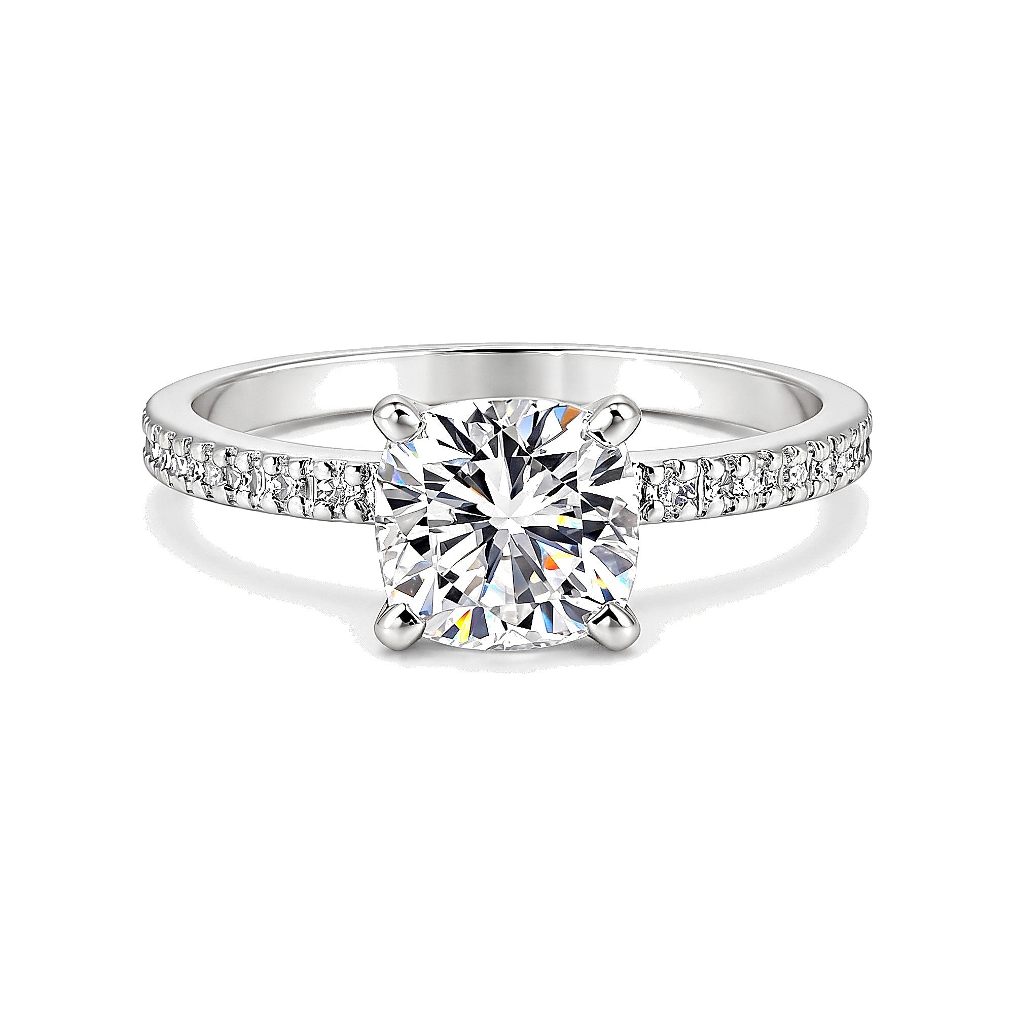 3.20 Ct Cushion Cut Moissanite Ring — VS1 Clarity in 18K Gold Vermeil (925 Silver)